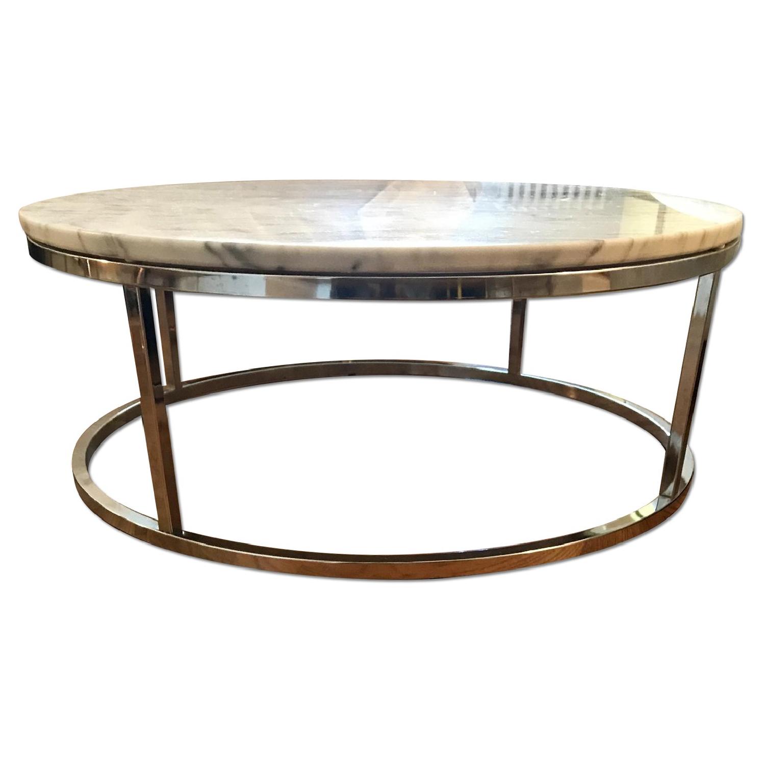 CB2 Smart Round Marble Top Coffee Table AptDeco