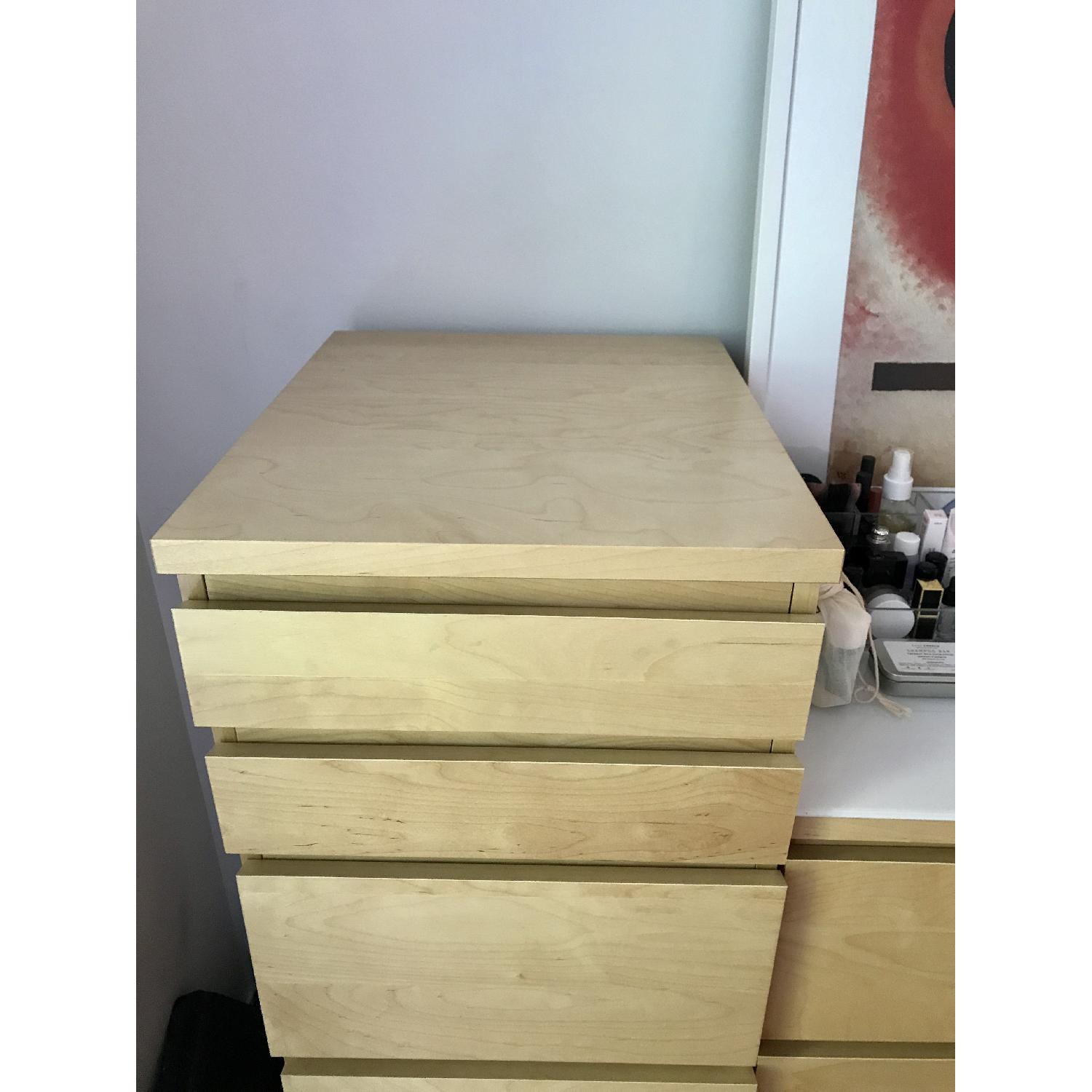 Ikea Malm 6 Drawer w/ Mirror + Malm 4 Drawer Dresser w/ White Glass Top - image-2