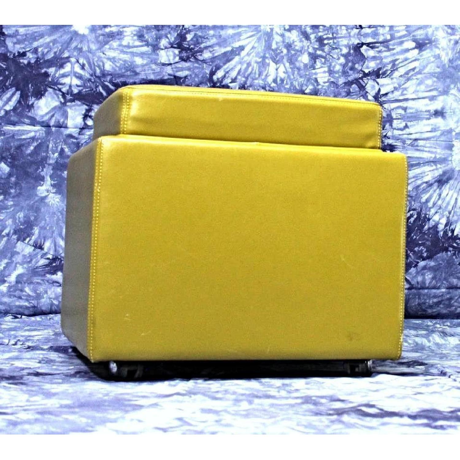 Green Leather Square Storage Ottoman - image-1