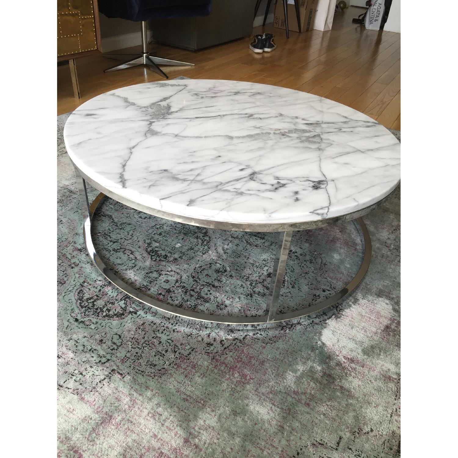 CB2 Round Marble Top Coffee Table - image-1
