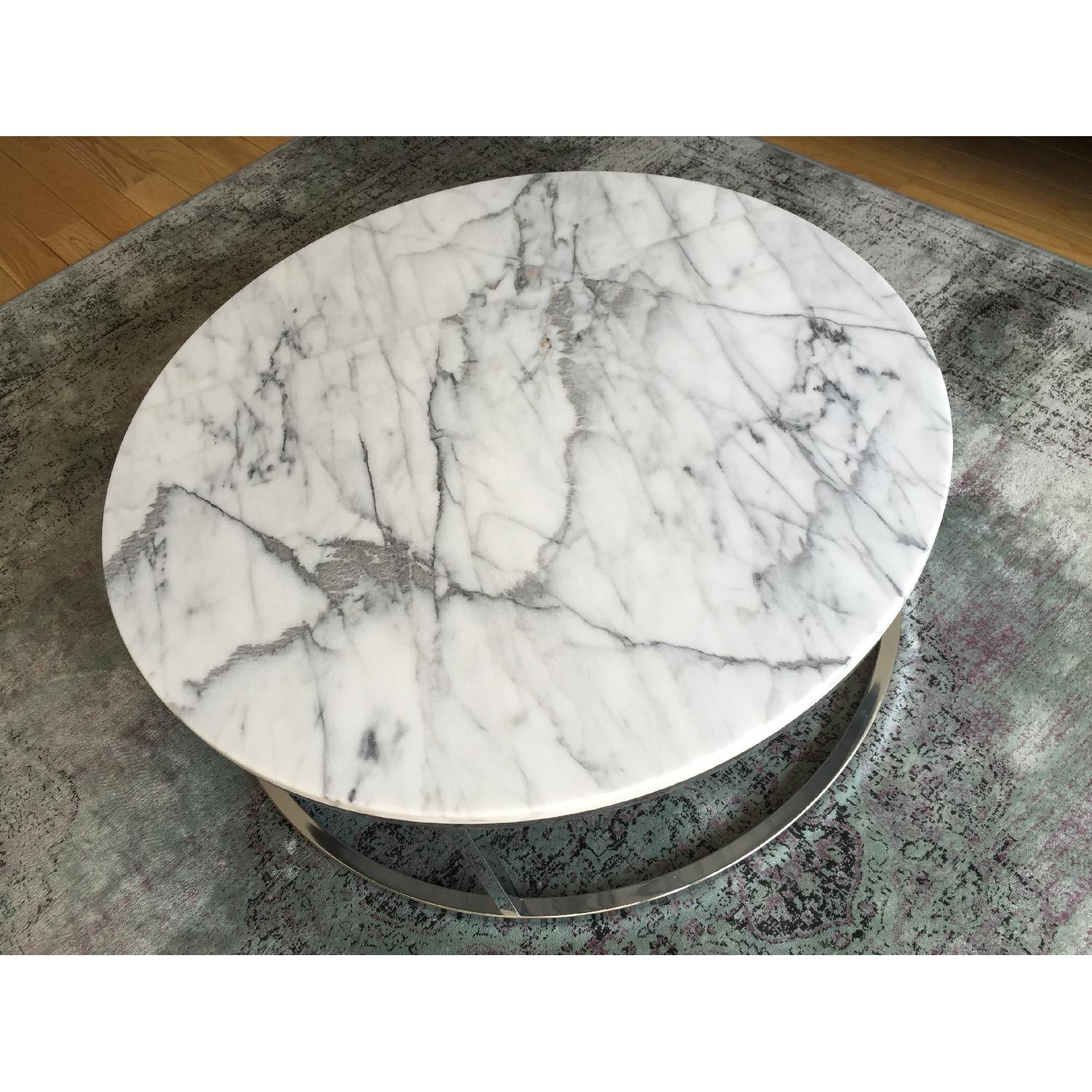 CB2 Round Marble Top Coffee Table - image-3