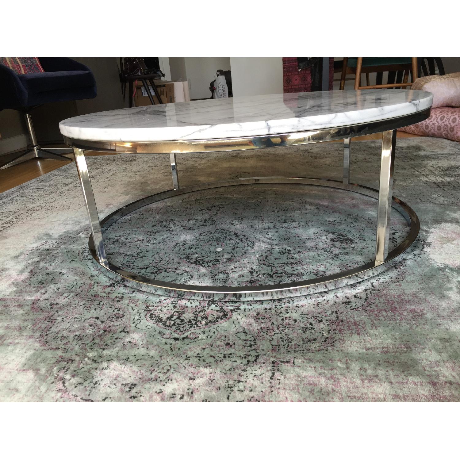 CB2 Round Marble Top Coffee Table - image-4