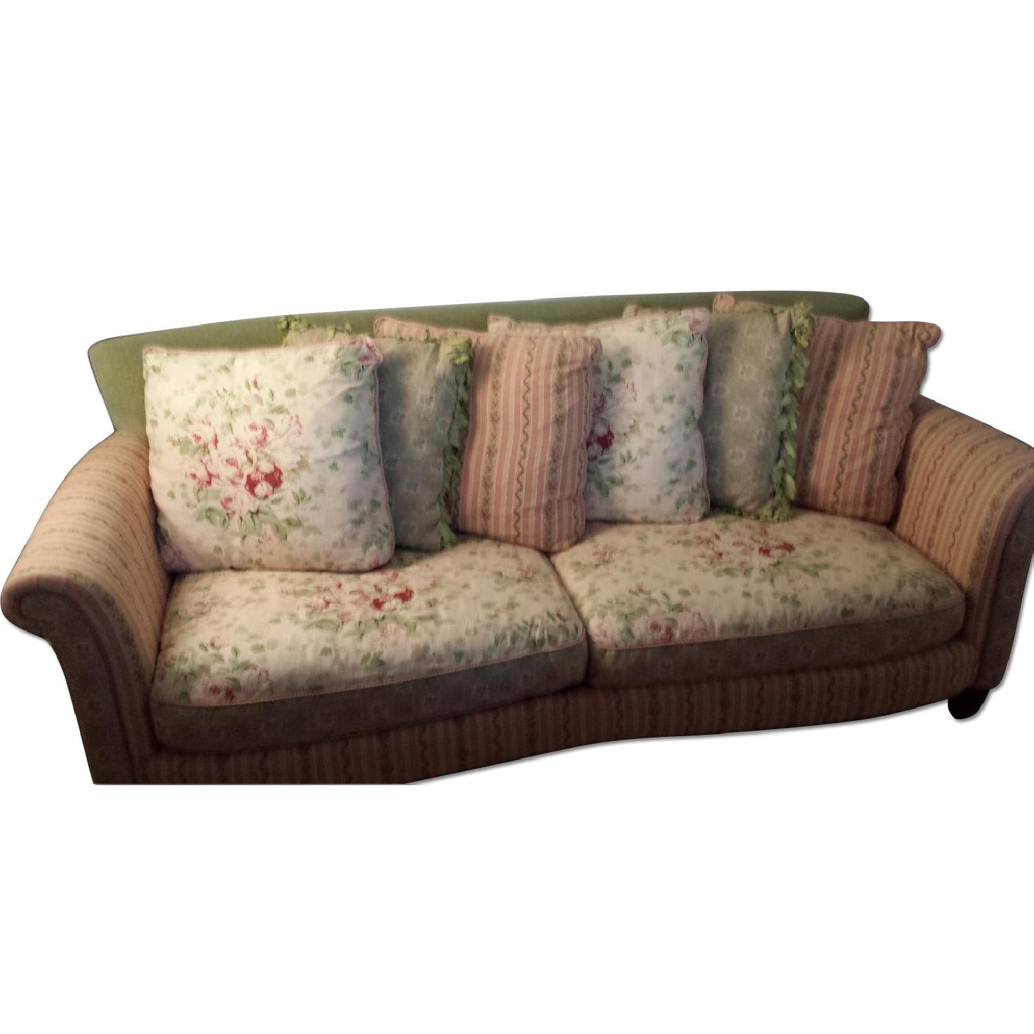 Pottery Barn Floral Green Sofa AptDeco