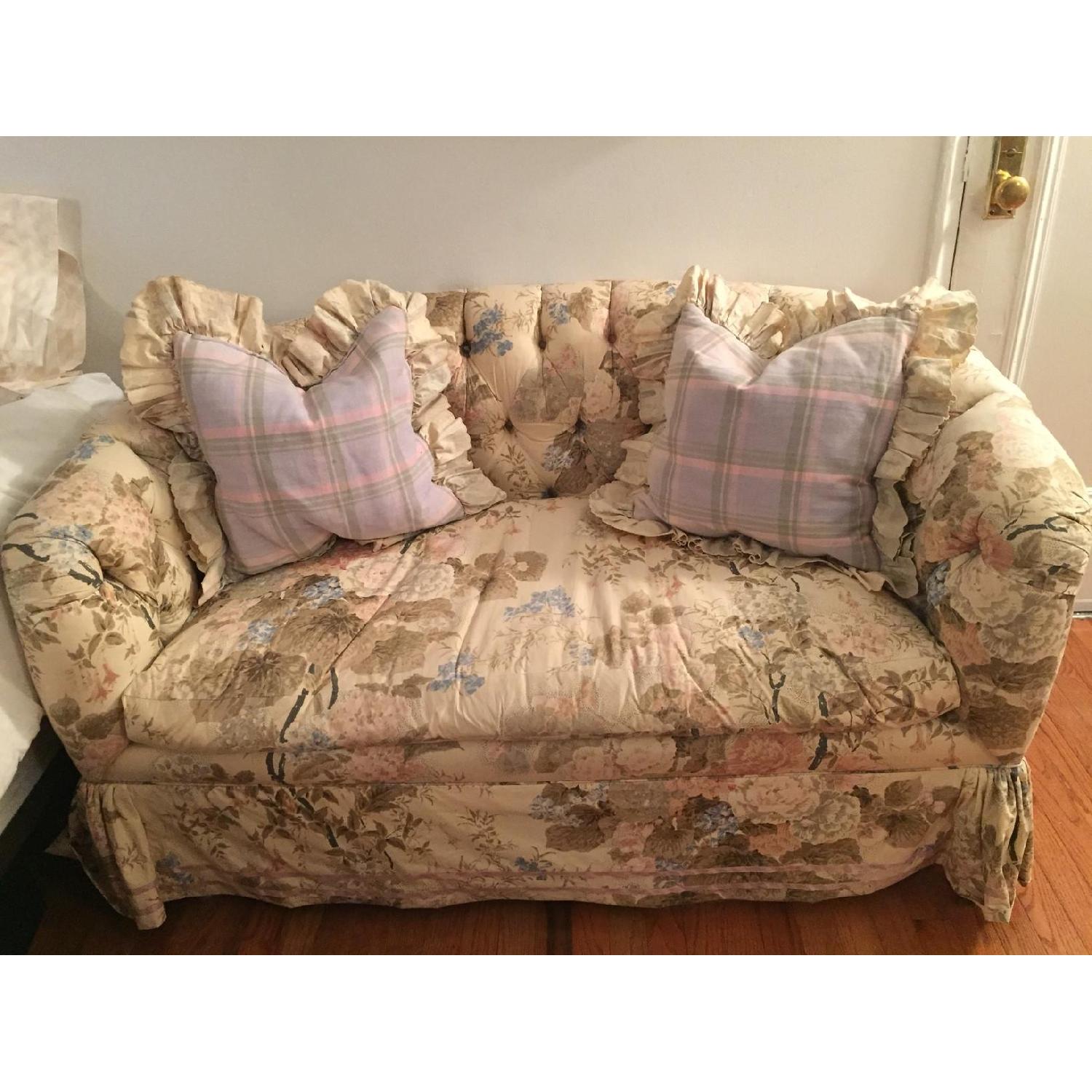 Custom Tufted Floral Loveseat - image-1