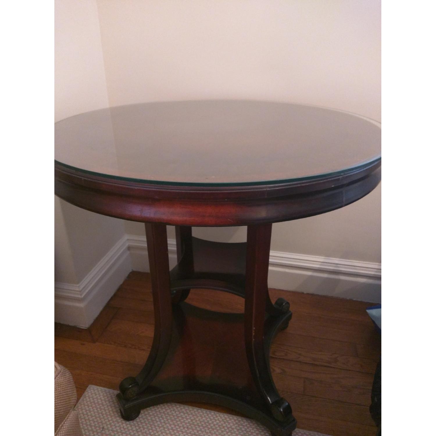 Antique Round Glass Top Side Table - image-1
