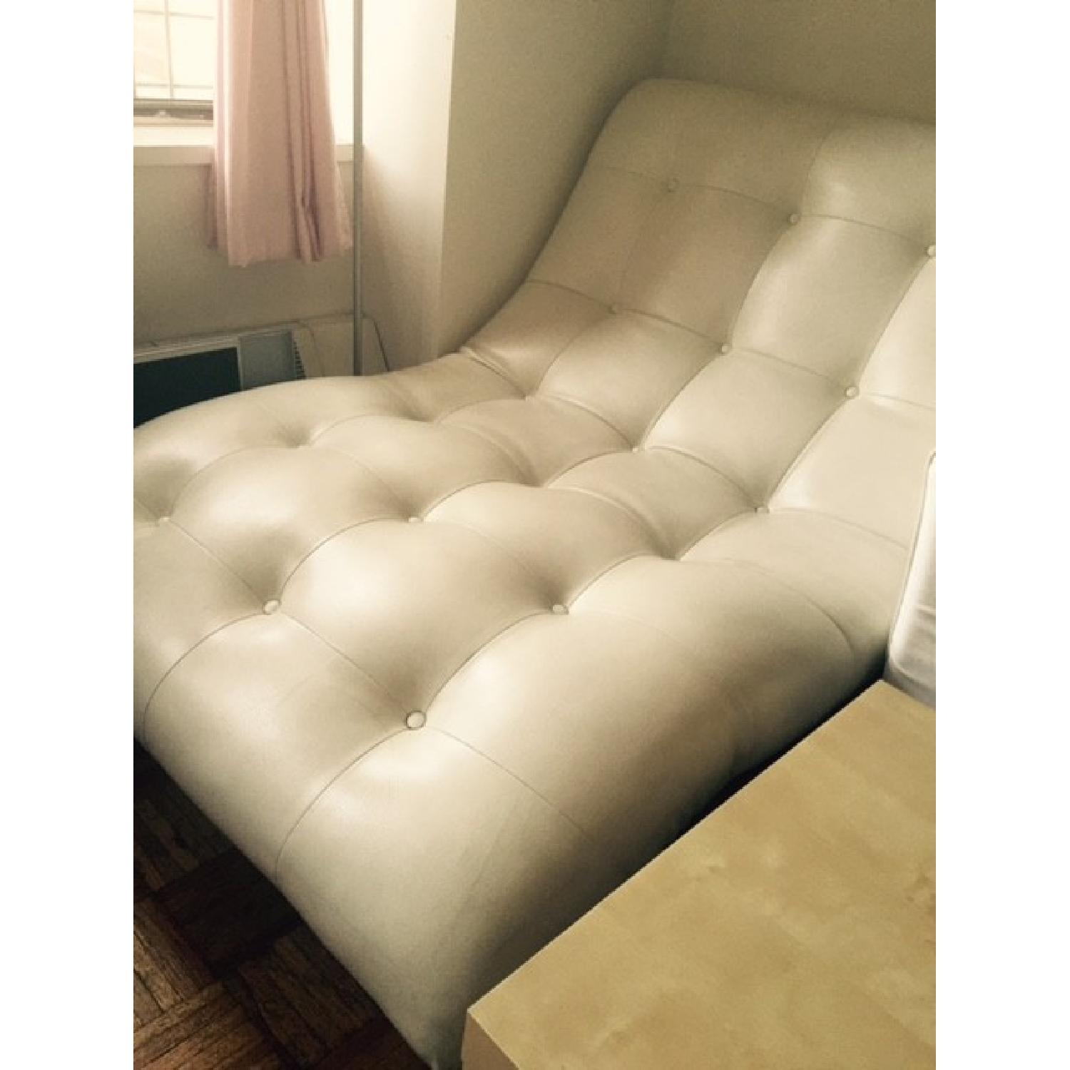 White Leather Chaise Lounge Sofa - image-2