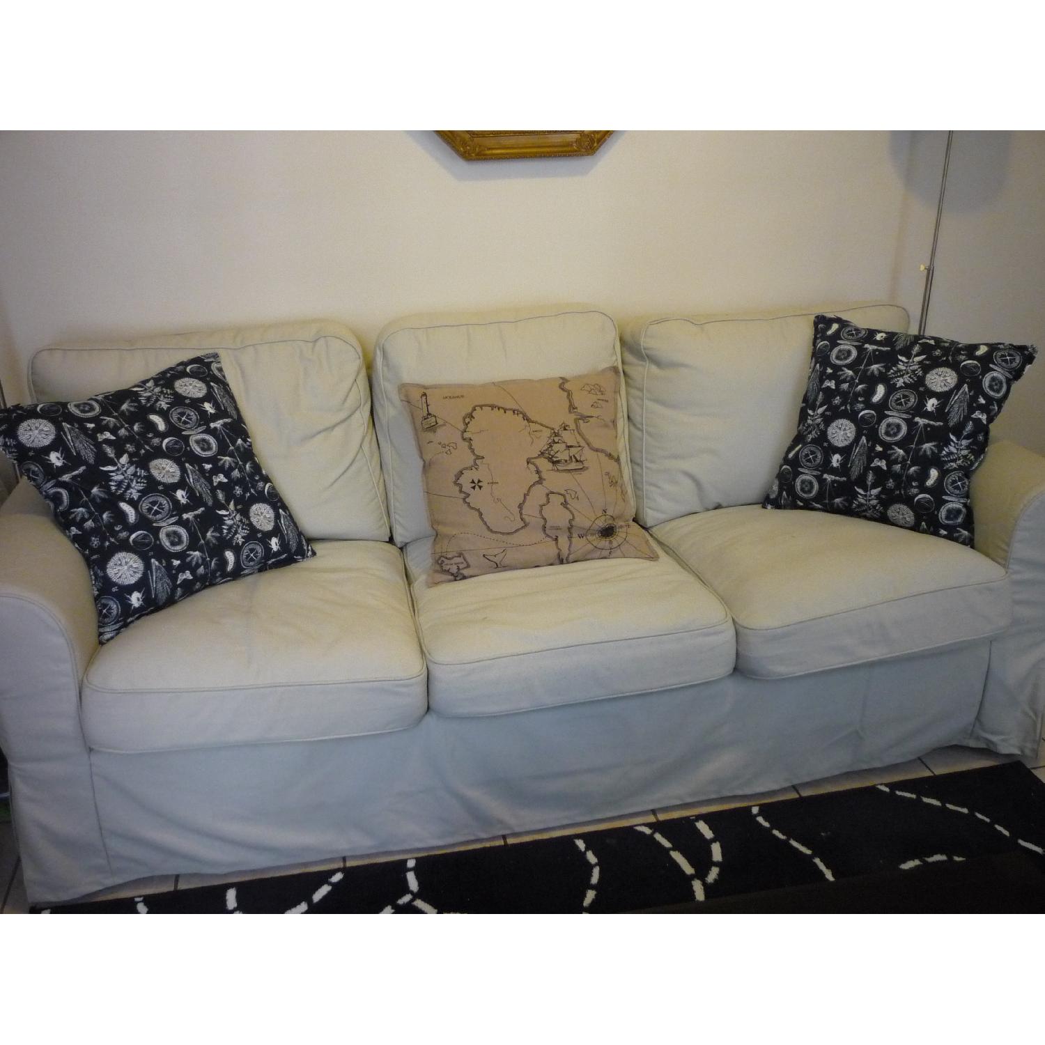 Ikea Light Tan Couch with Throw Pillows - image-2