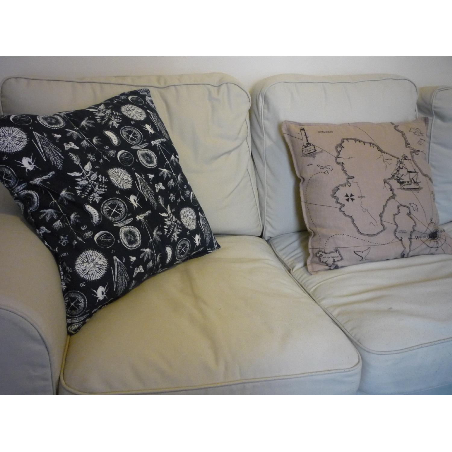 Ikea Light Tan Couch with Throw Pillows - image-3