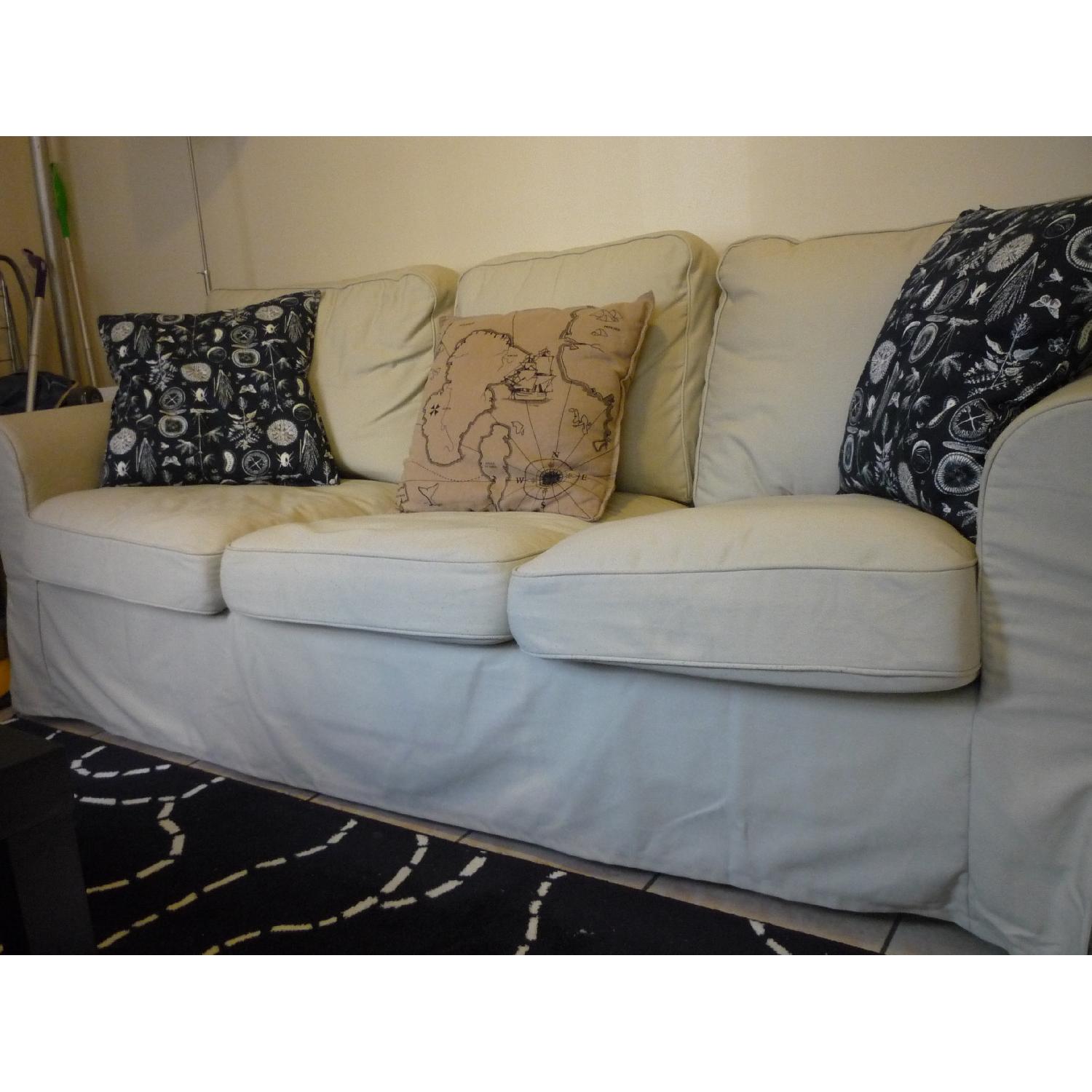 Ikea Light Tan Couch with Throw Pillows - image-5