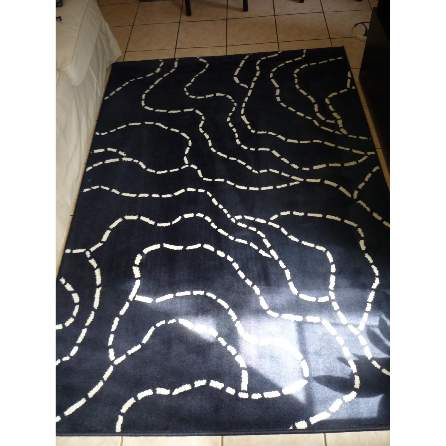 Ikea Navy Rug with White Design AptDeco