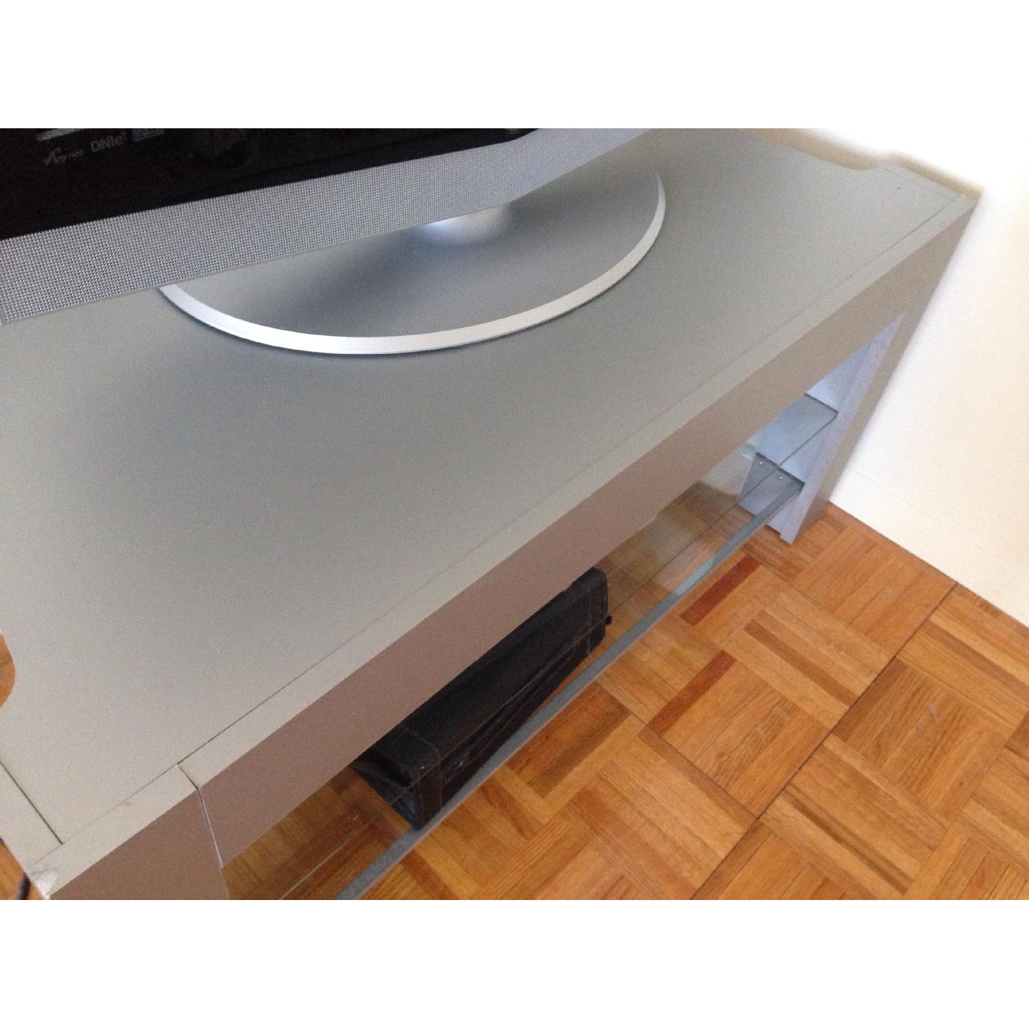 Best Buy Silver TV Stand w/ Glass Shelves - image-1