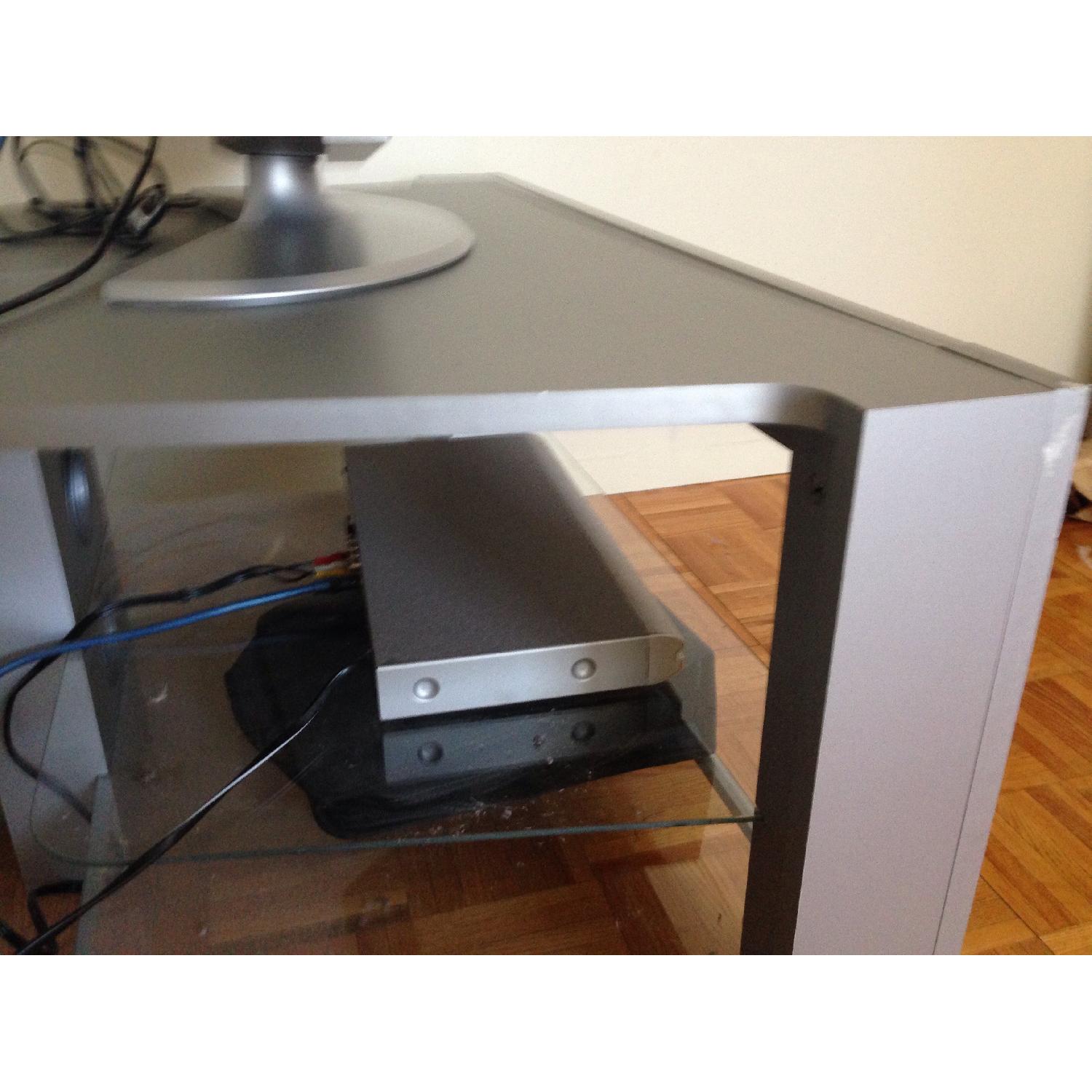 Best Buy Silver TV Stand w/ Glass Shelves - image-3