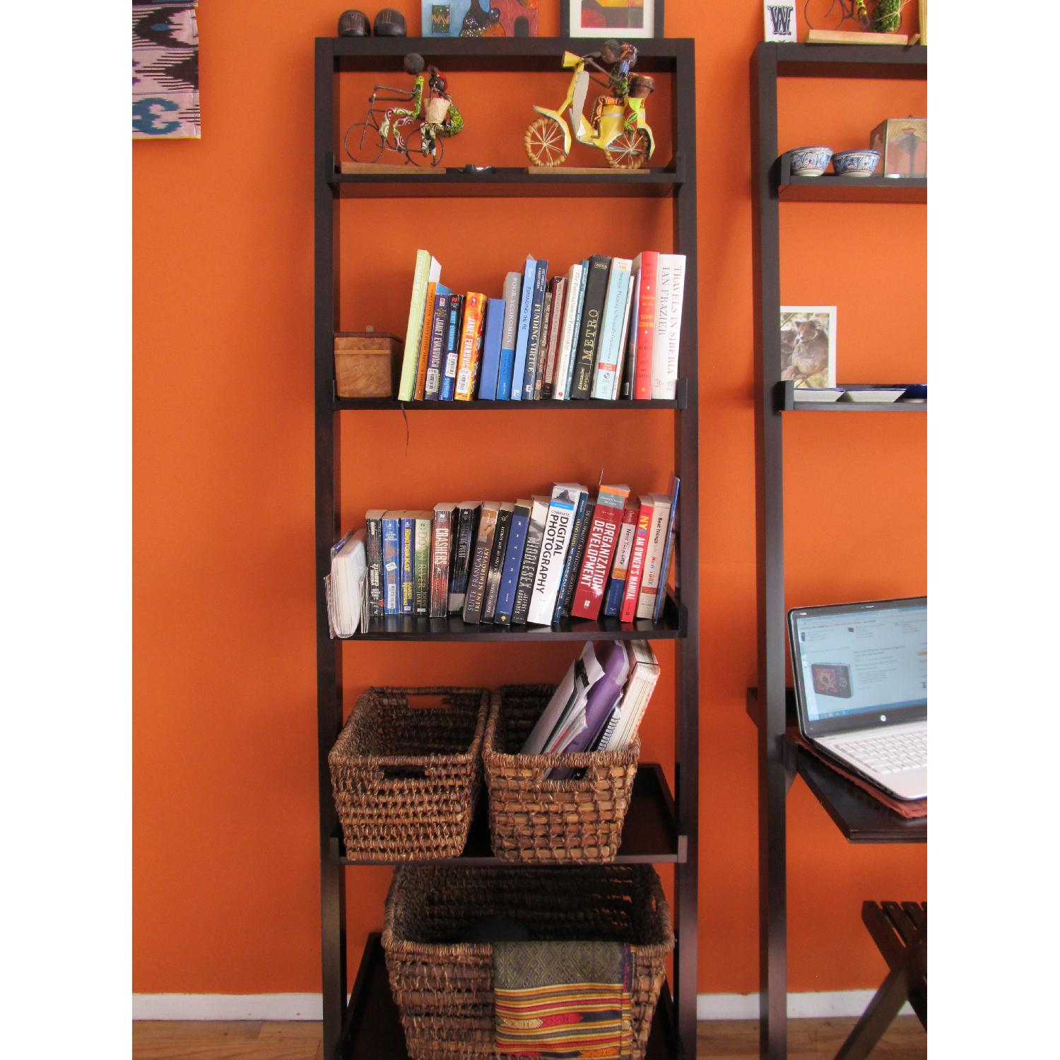Crate & Barrel Sloane Mahogany Leaning Bookcase and Desk AptDeco