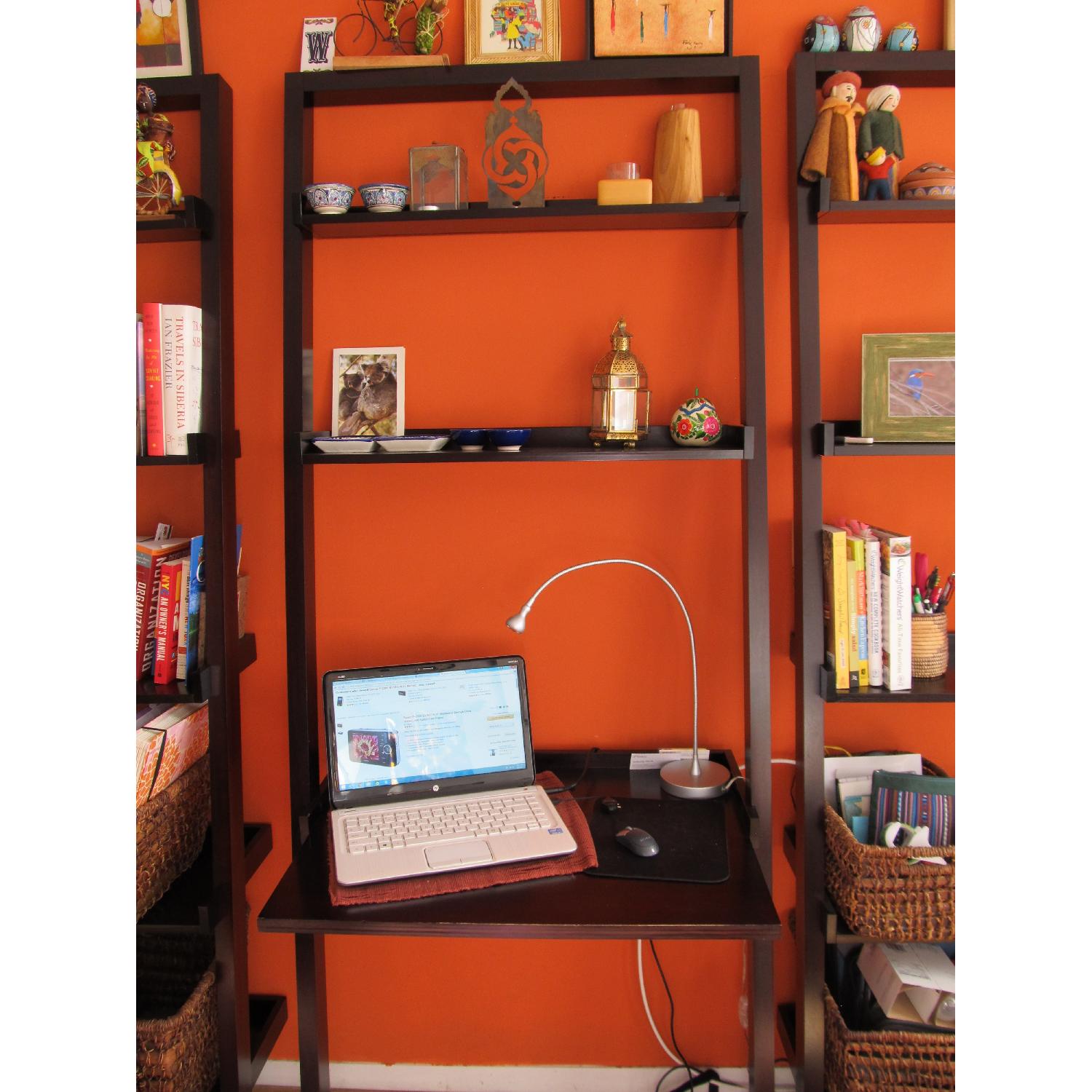 Crate & Barrel Sloane Mahogany Leaning Bookcase and Desk - image-3