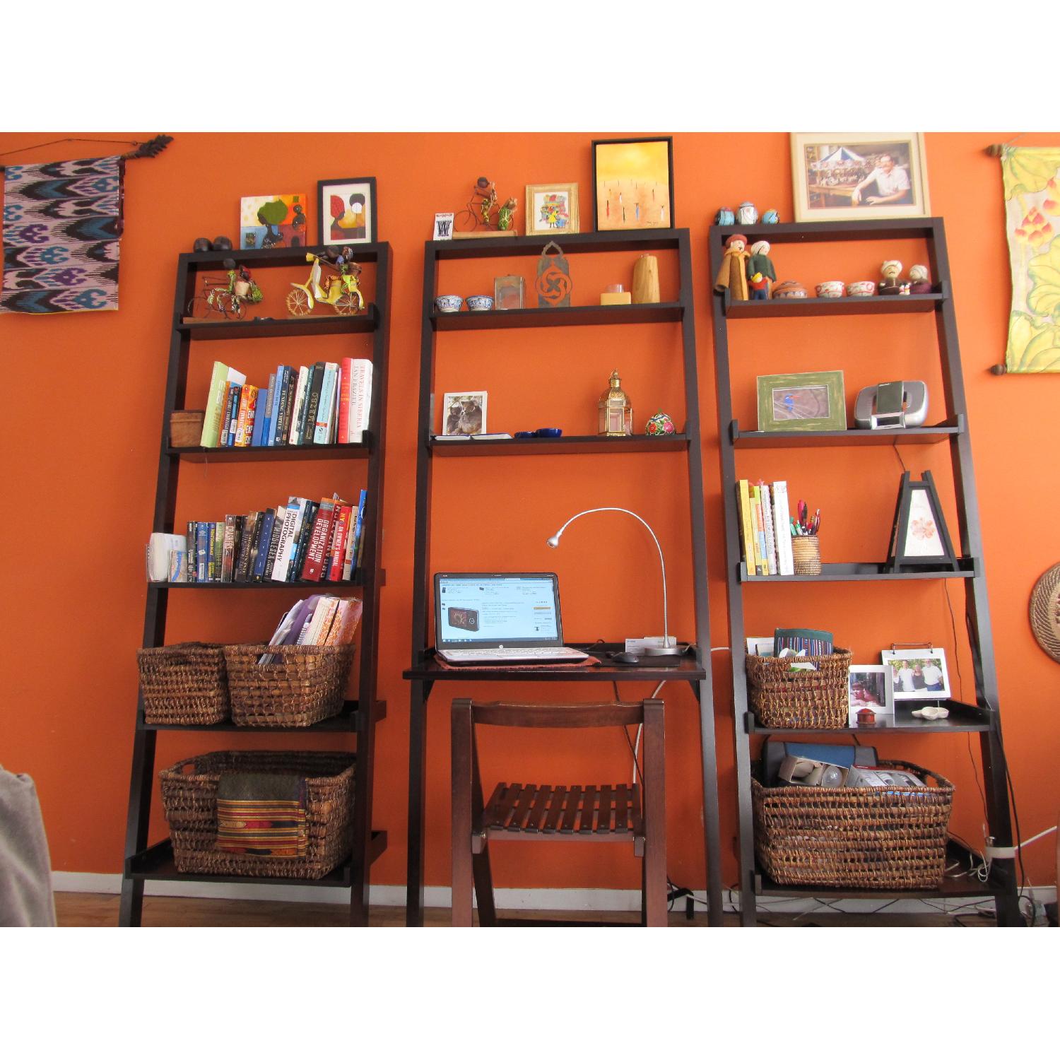 Crate & Barrel Sloane Mahogany Leaning Bookcase and Desk AptDeco