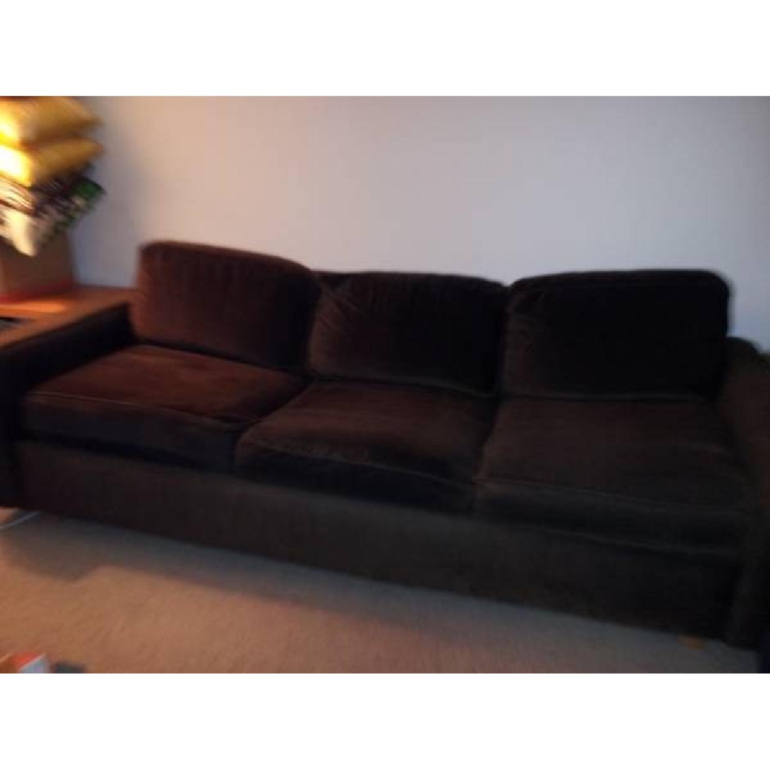 Chocolate Brown Velvet Sofa - image-1