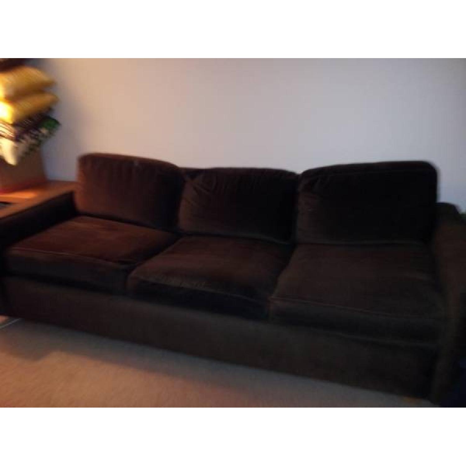 Chocolate Brown Velvet Sofa - image-2