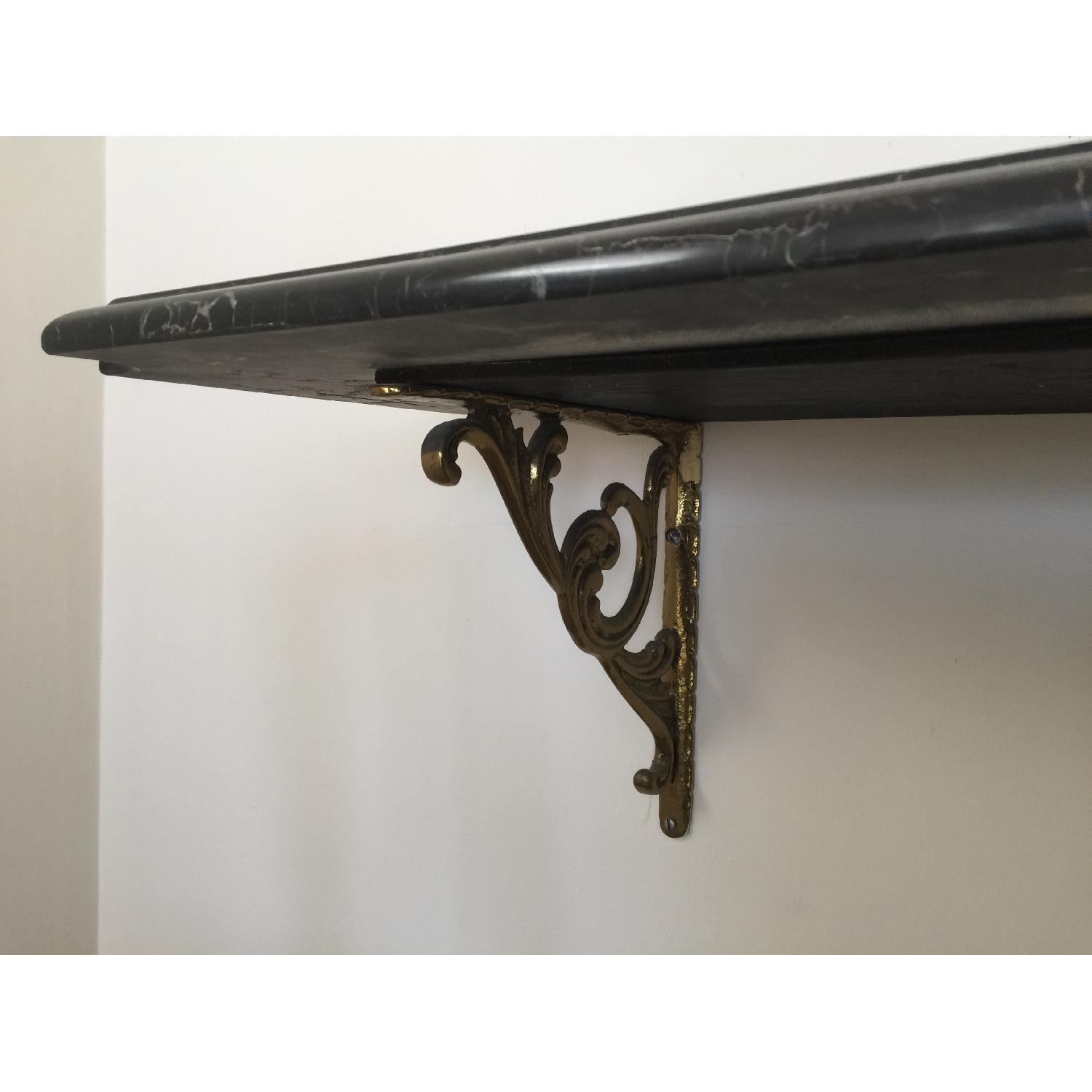 Vintage Solid Marble Wall Shelf wih Brass Brackets - image-5