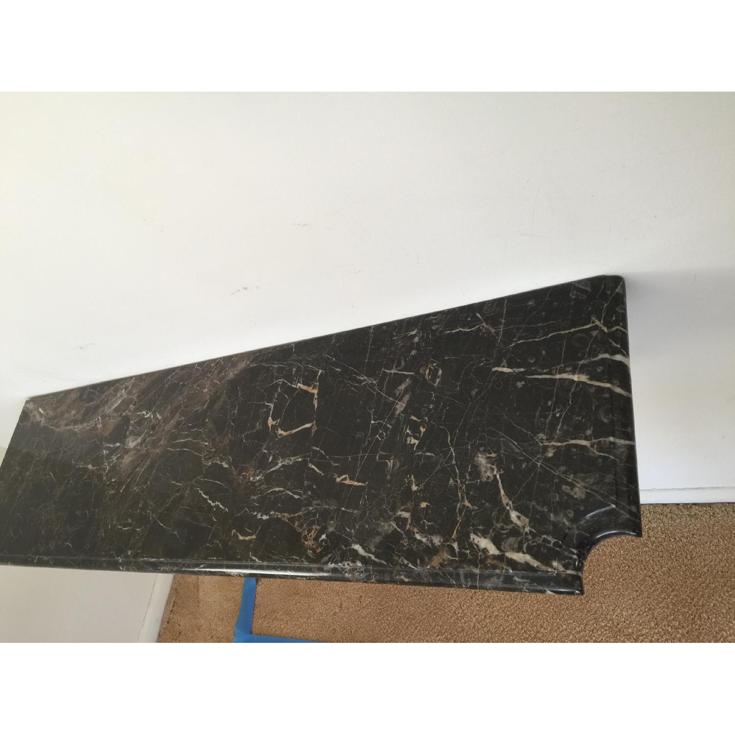 Vintage Solid Marble Wall Shelf wih Brass Brackets - image-6