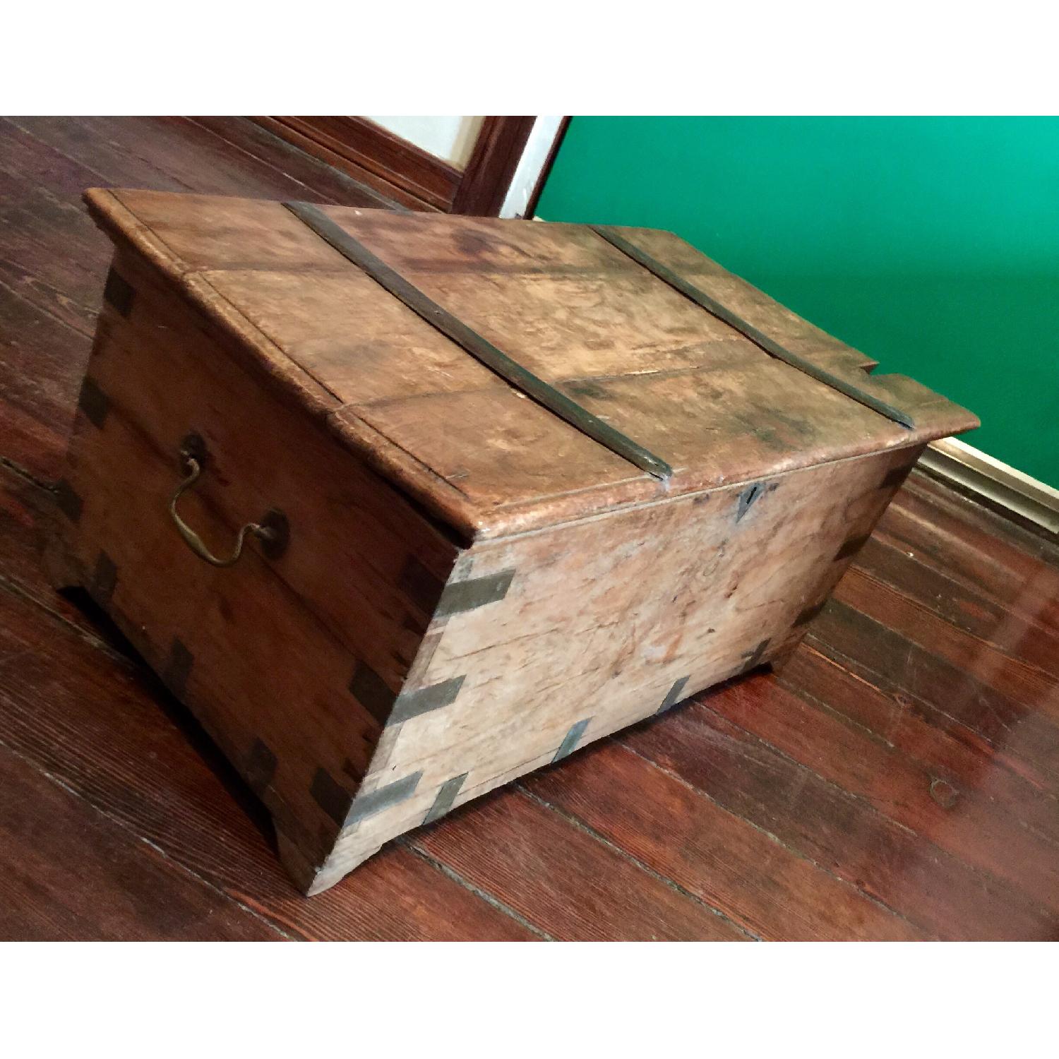 Vintage Indian Handcrafted Wooden Storage Trunk - image-2