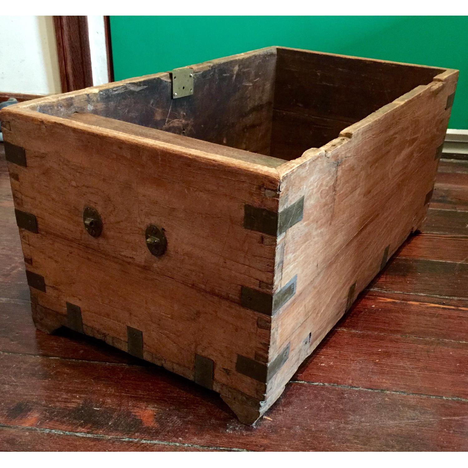 Vintage Indian Handcrafted Wooden Storage Trunk - image-3