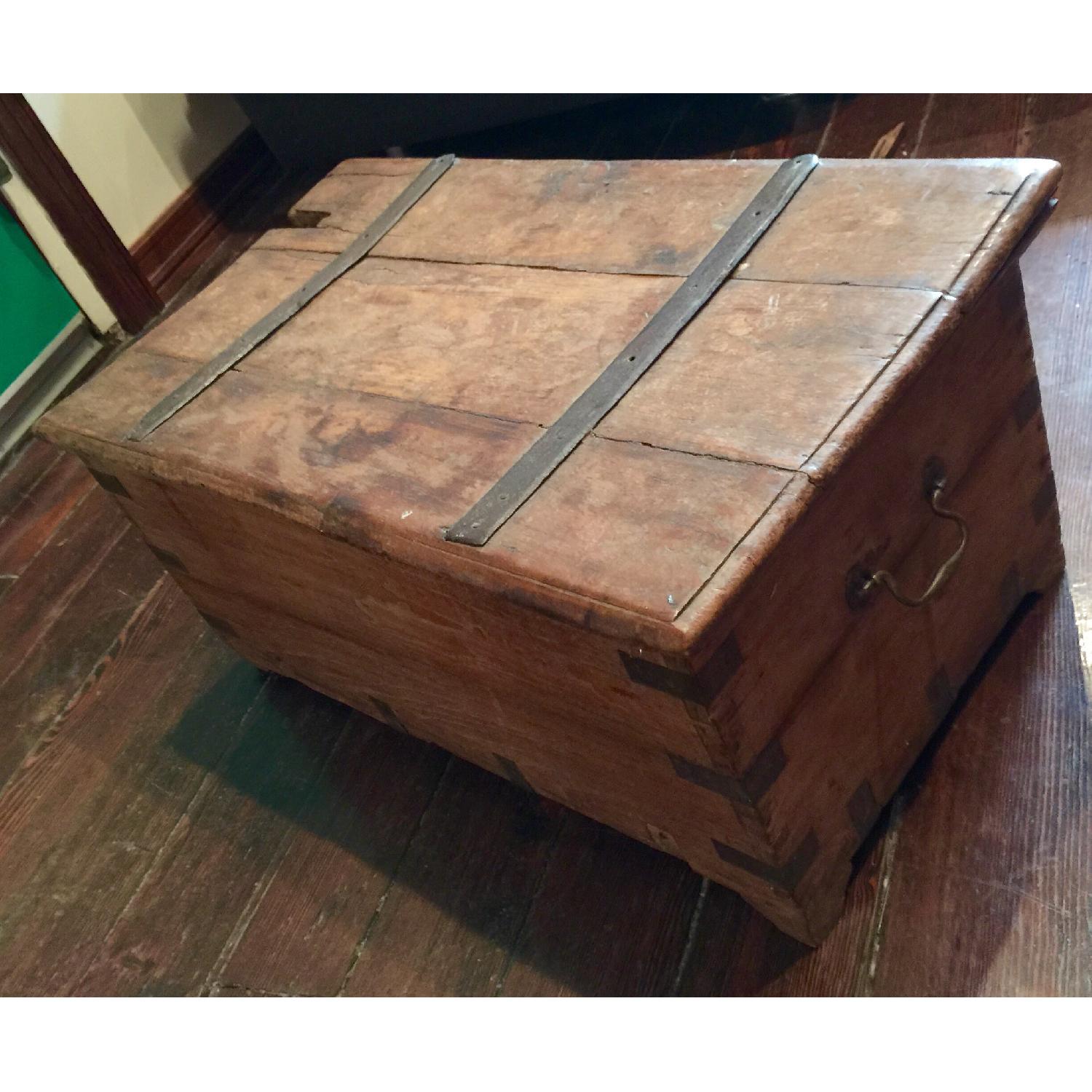 Vintage Indian Handcrafted Wooden Storage Trunk - image-4