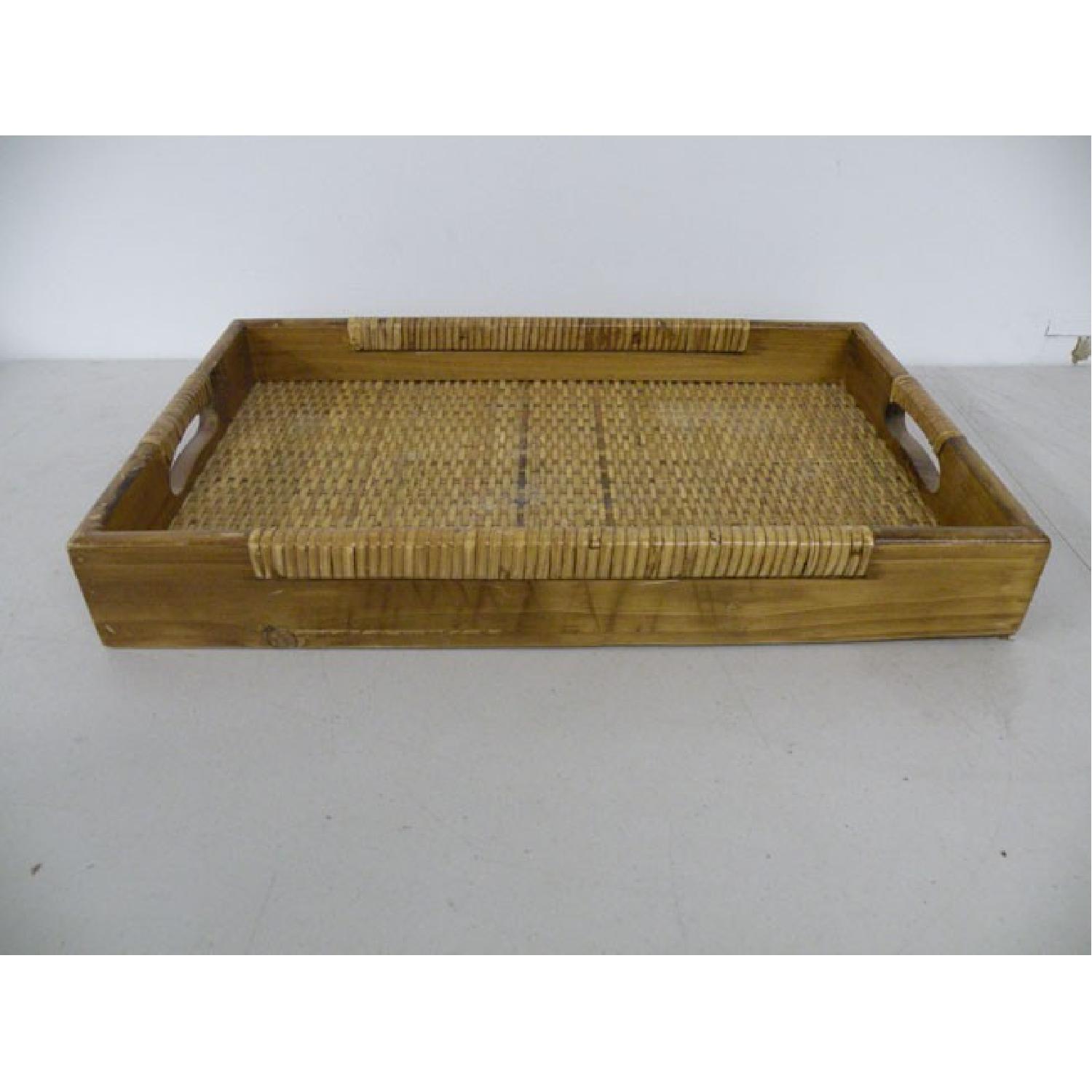 Wood Ratan Table w/ Folding Stand - image-2