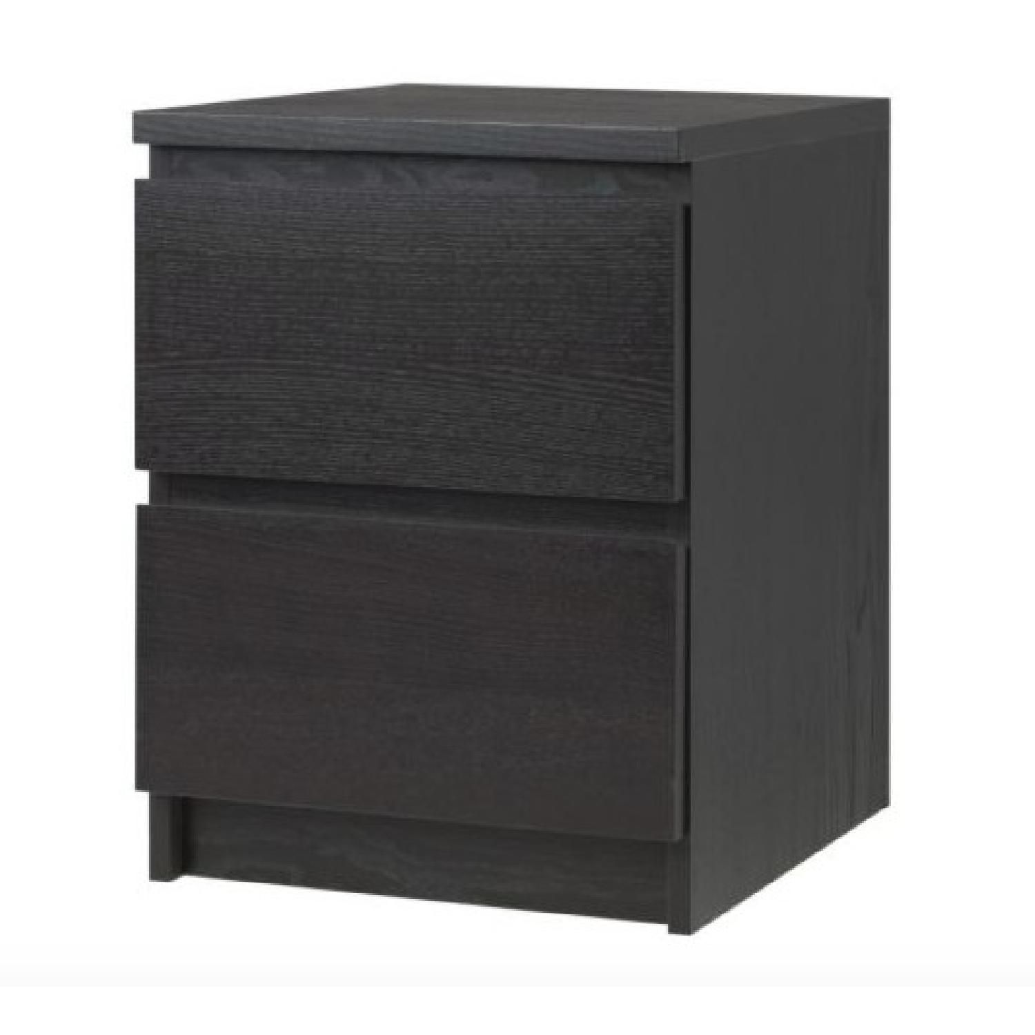 Ikea Malm Black Brown 2Drawer Nightstand AptDeco
