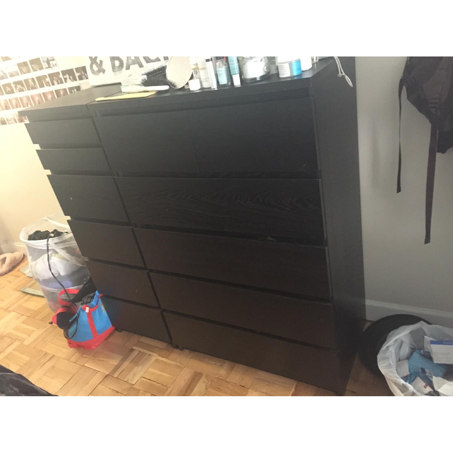 Ikea Malm Black Brown 6-Drawer Dresser + Dresser w/ Mirror - image-4