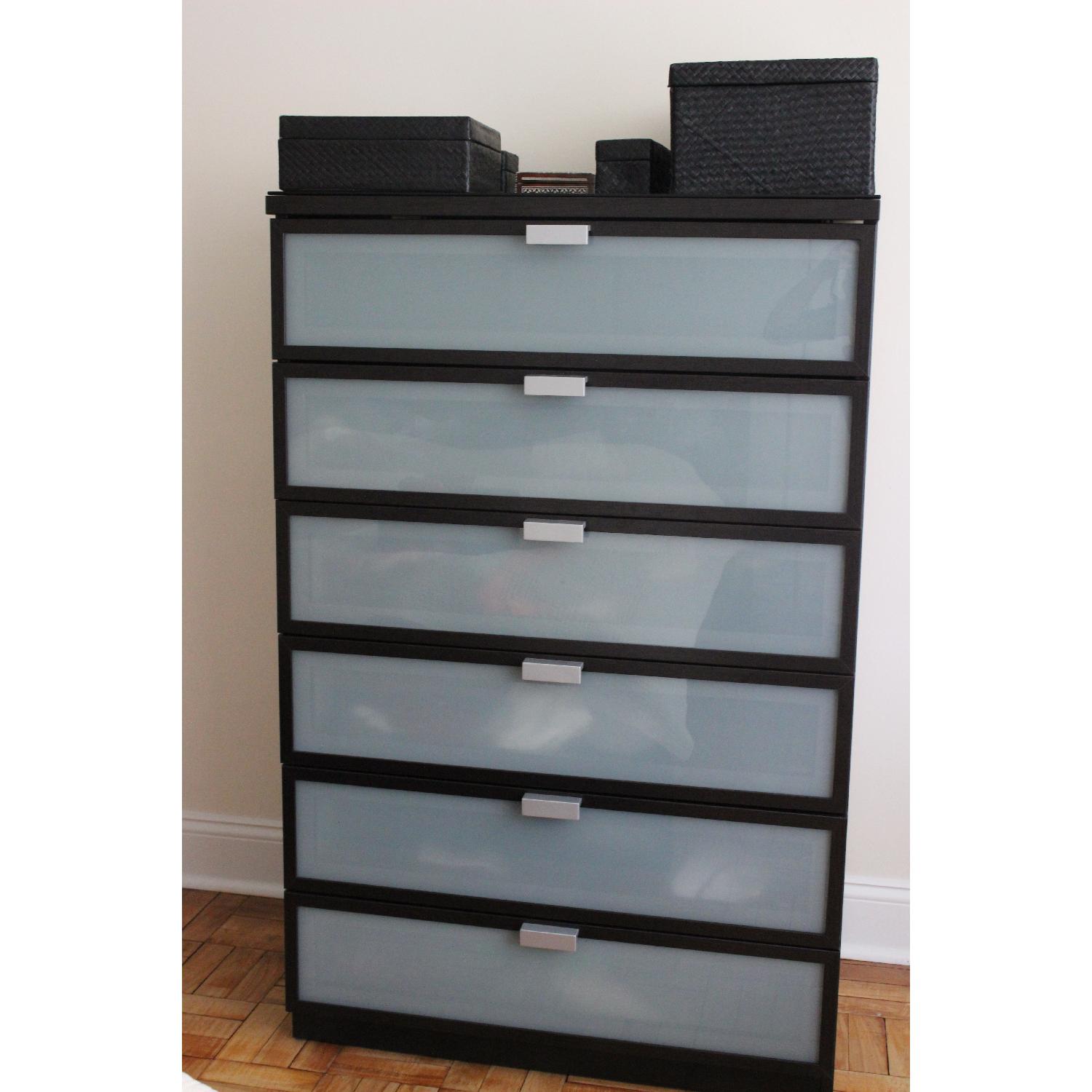 Ikea Hopen BlackBrown Frosted Glass 6Drawer Chest AptDeco
