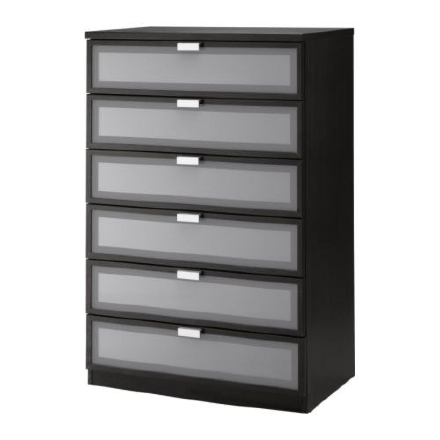 Ikea Hopen Black-Brown Frosted Glass 6-Drawer Chest - image-2