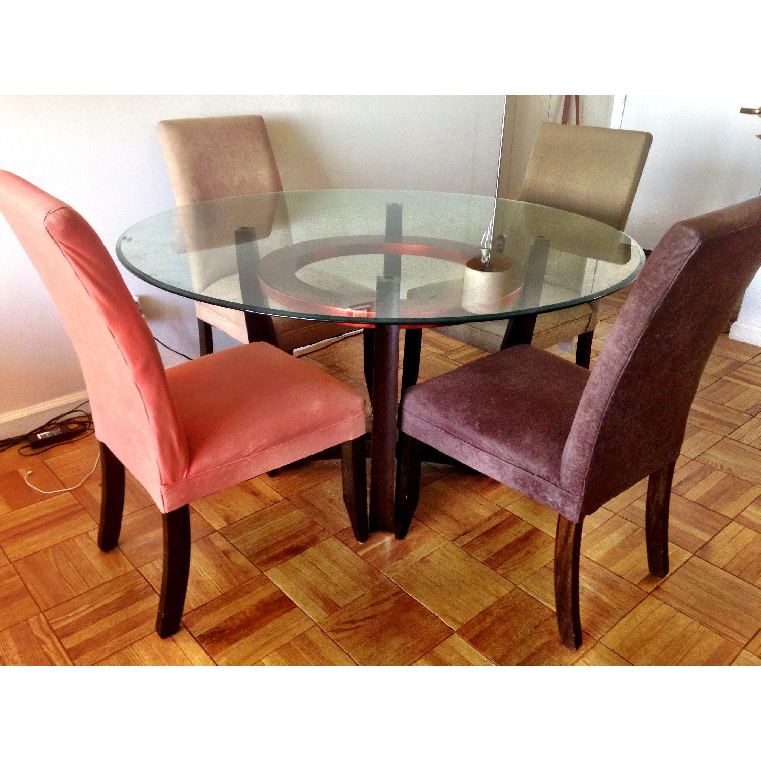 Macy's Round Glass Dining Table w/ 4 Chairs - image-3