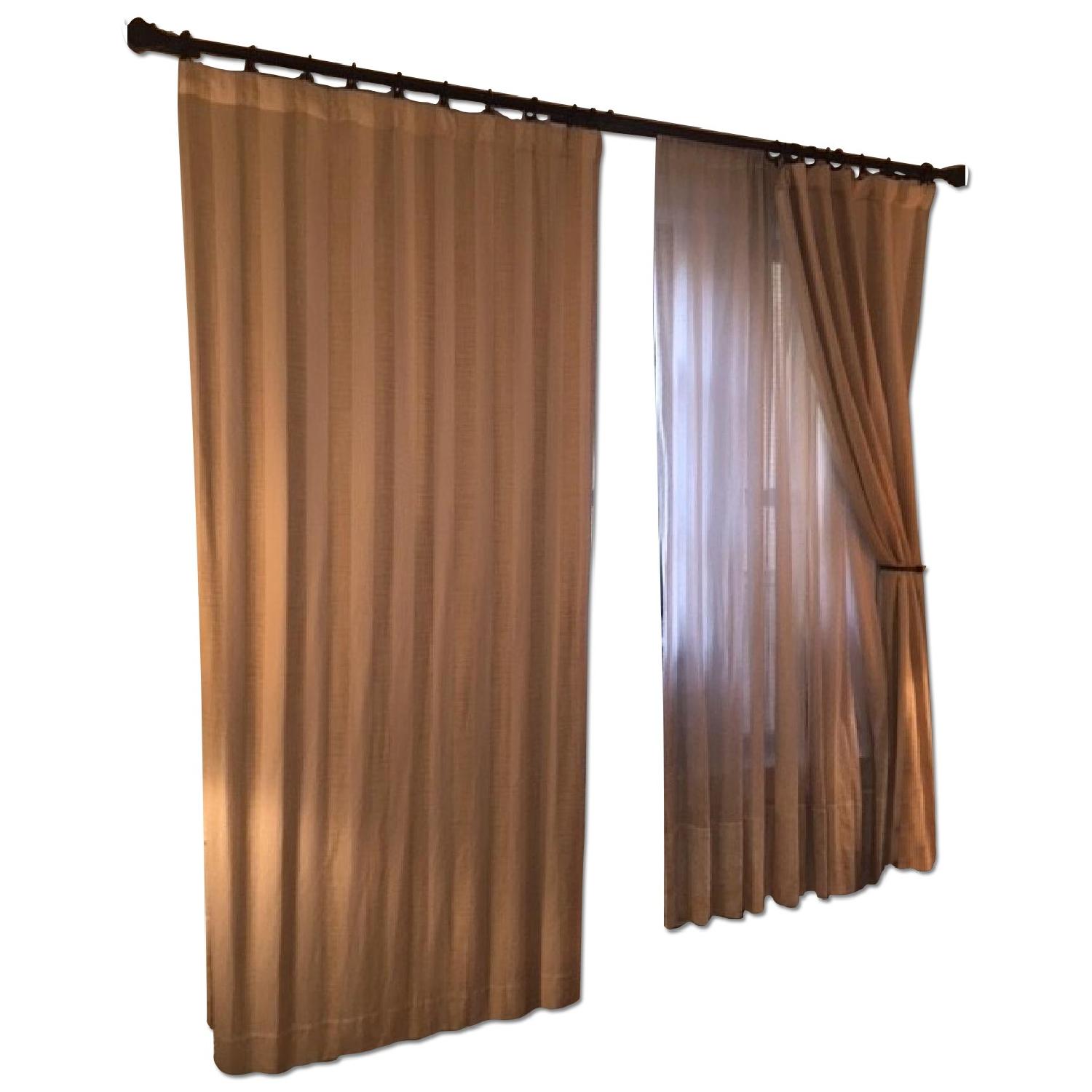 Pottery Barn Curtain Rod and Curtains - image-0