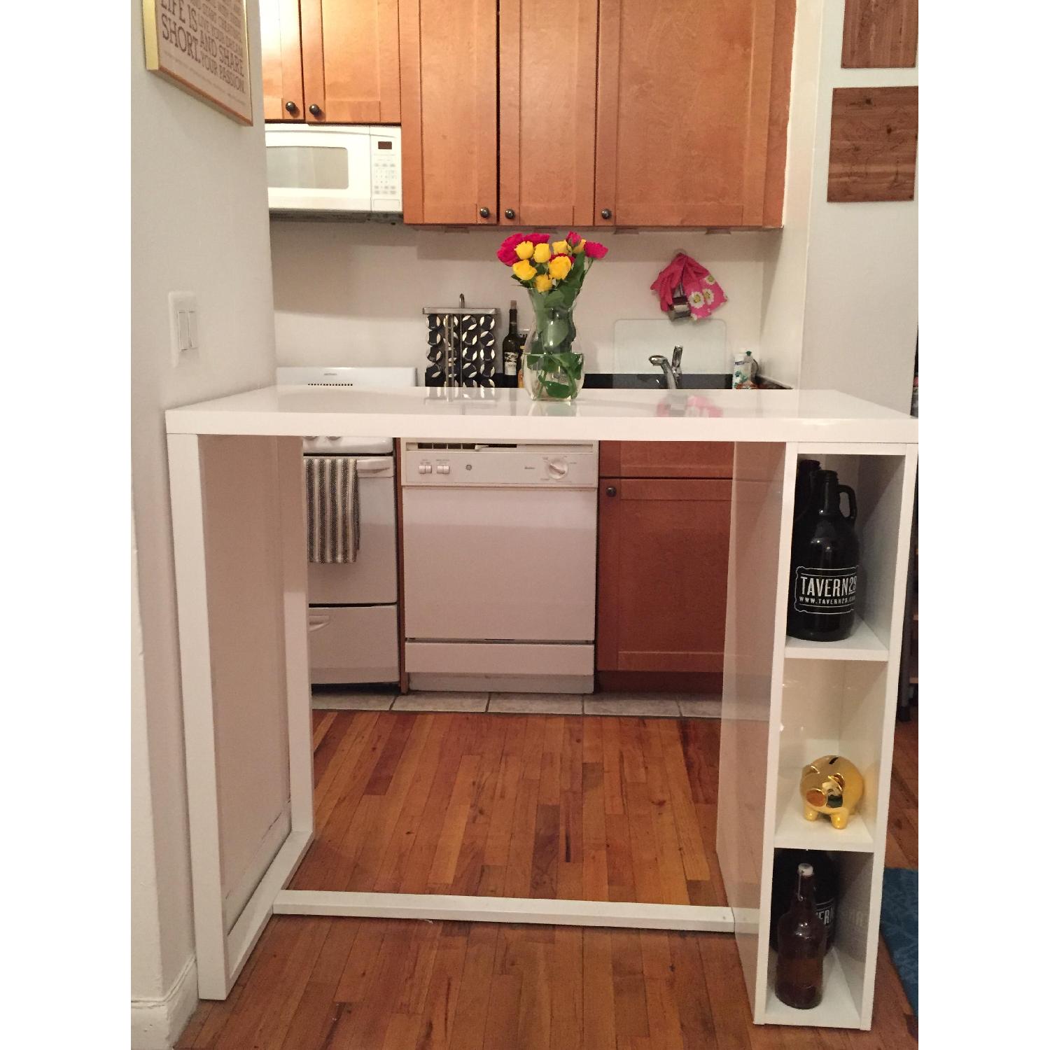 CB2 Sidecar White High Dining Table AptDeco