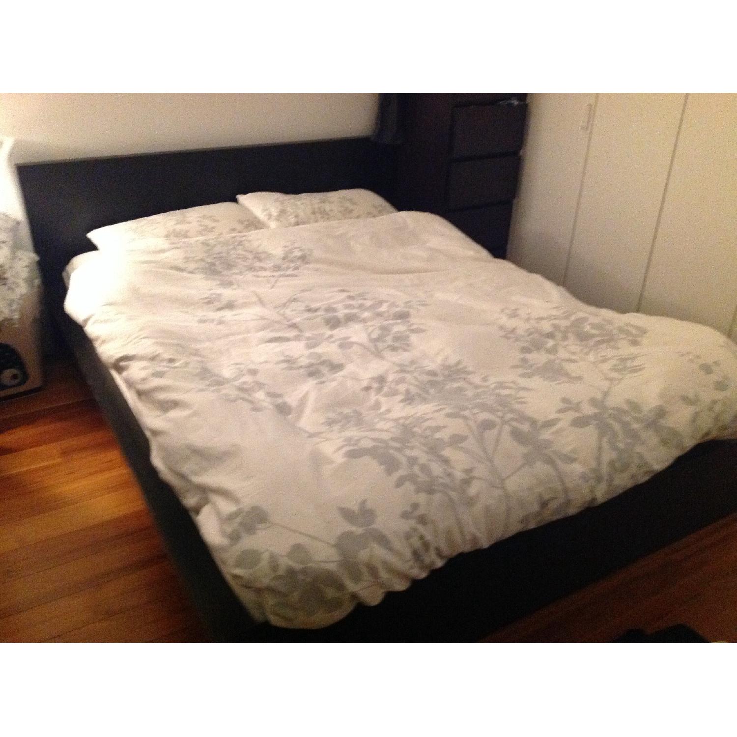 Ikea Black/Brown Wooden Queen Size Bed Frame - image-1