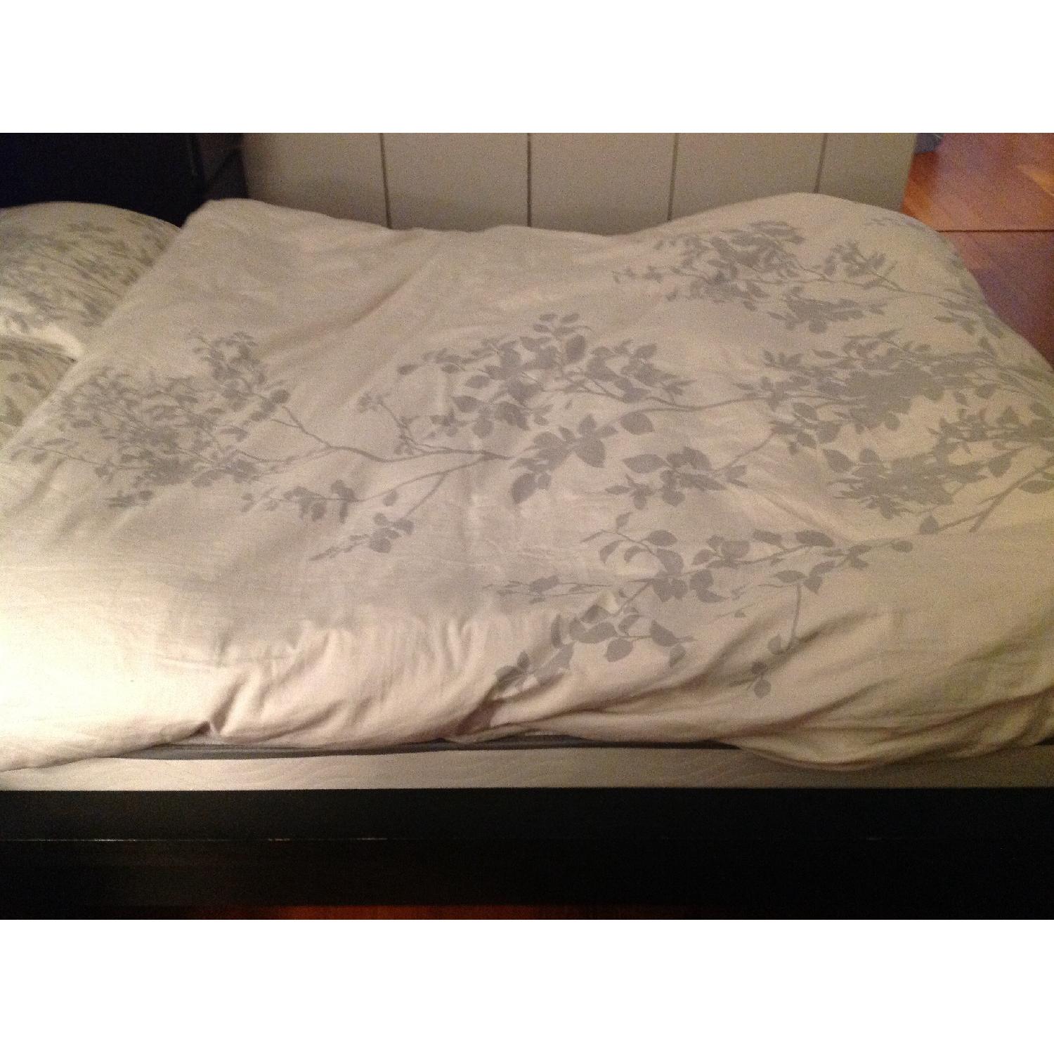 Ikea Black/Brown Wooden Queen Size Bed Frame - image-2