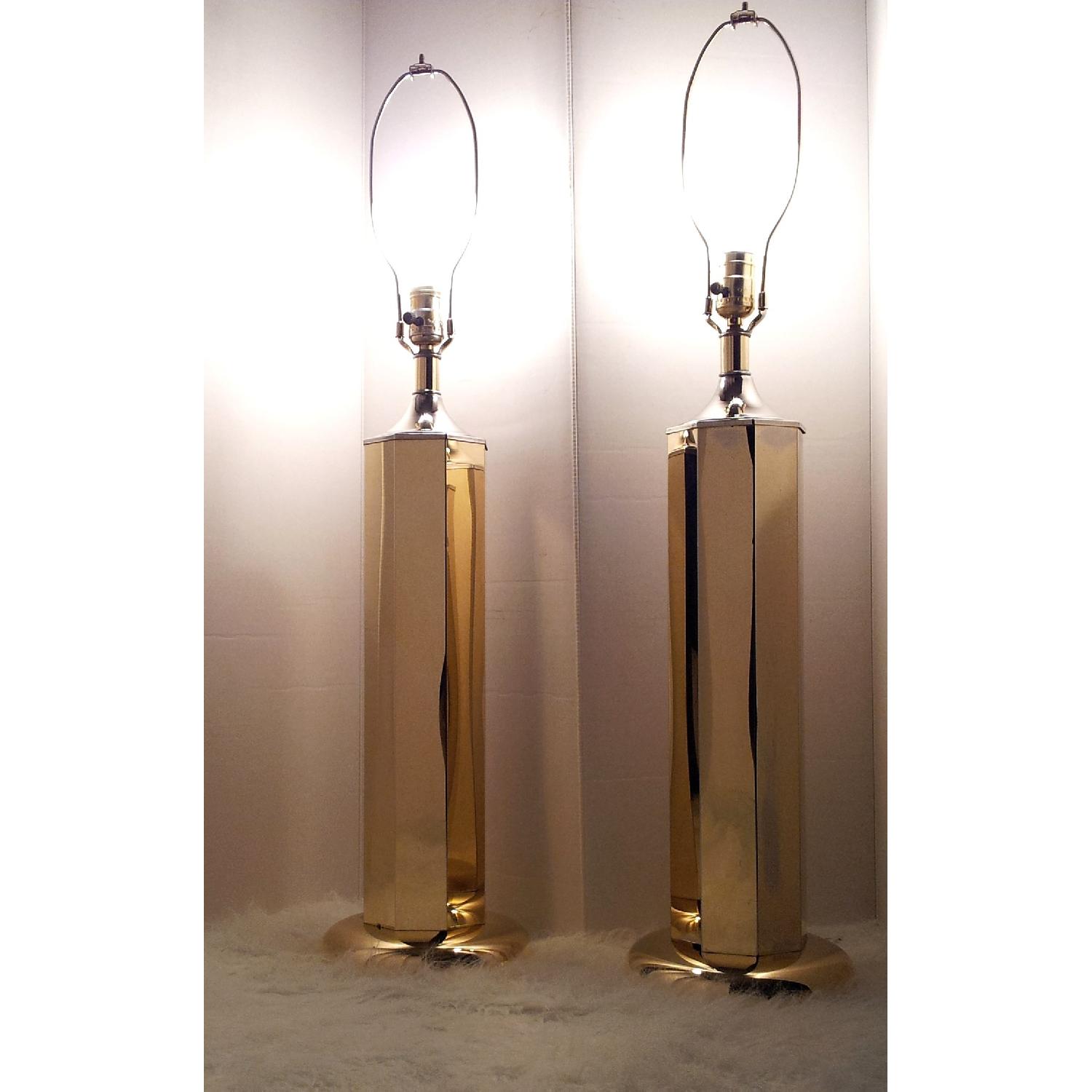 Clover Lamp Company 1960s Mid Century Modern Brass Trophy Lamps - Pair - image-1