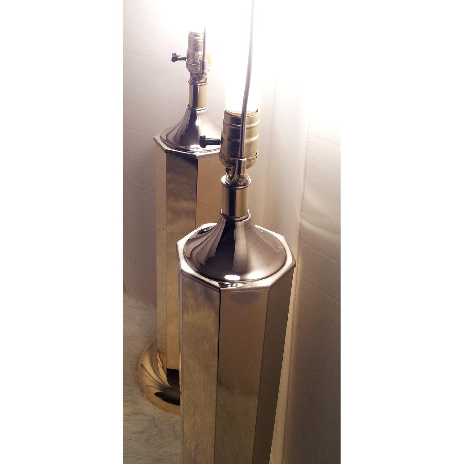 Clover Lamp Company 1960s Mid Century Modern Brass Trophy Lamps - Pair - image-2