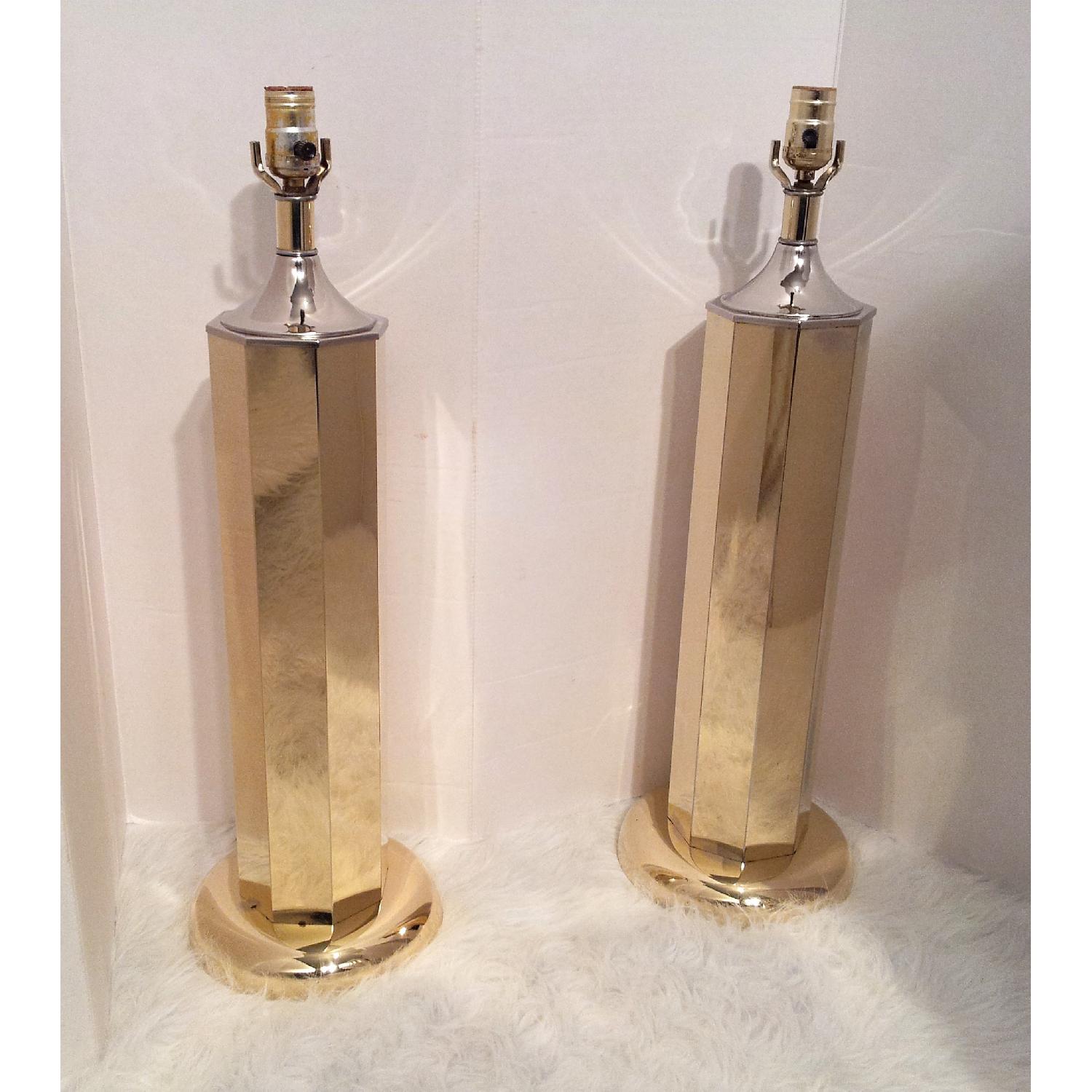 Clover Lamp Company 1960s Mid Century Modern Brass Trophy Lamps Pair