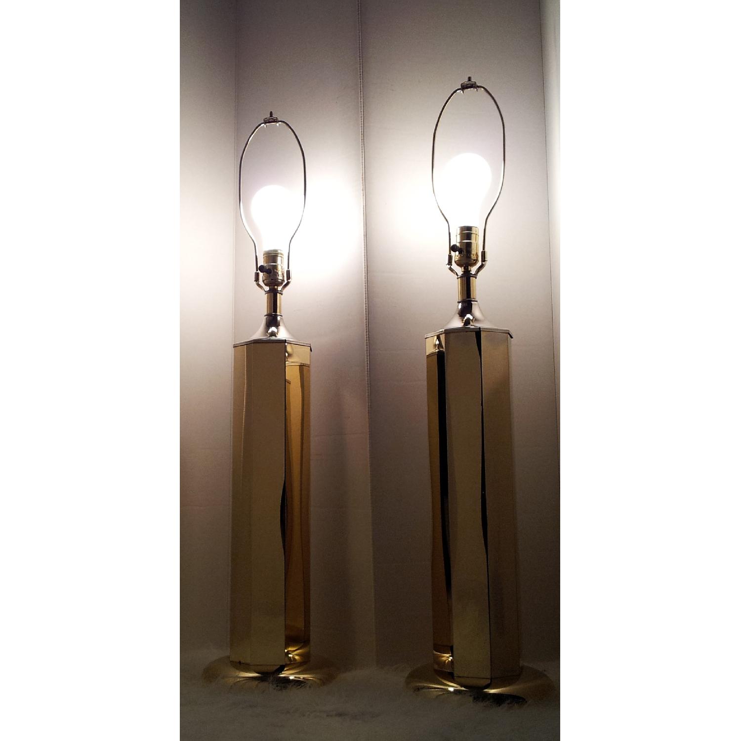 Clover Lamp Company 1960s Mid Century Modern Brass Trophy Lamps - Pair - image-5