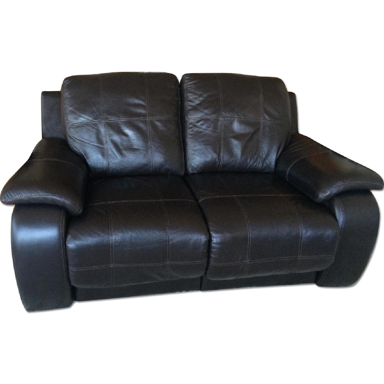 Raymour & Flanigan Alden Leather Power Reclining Sofa AptDeco