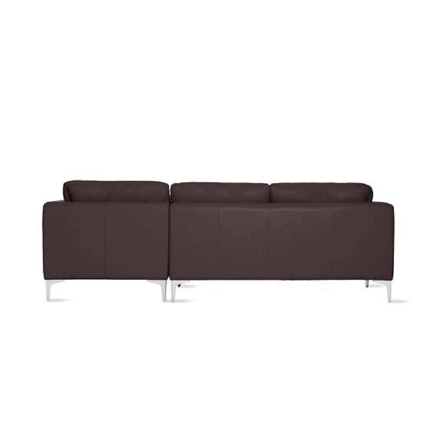Design within Reach Brown Leather Albert Sectional w/ Right Chaise - image-1