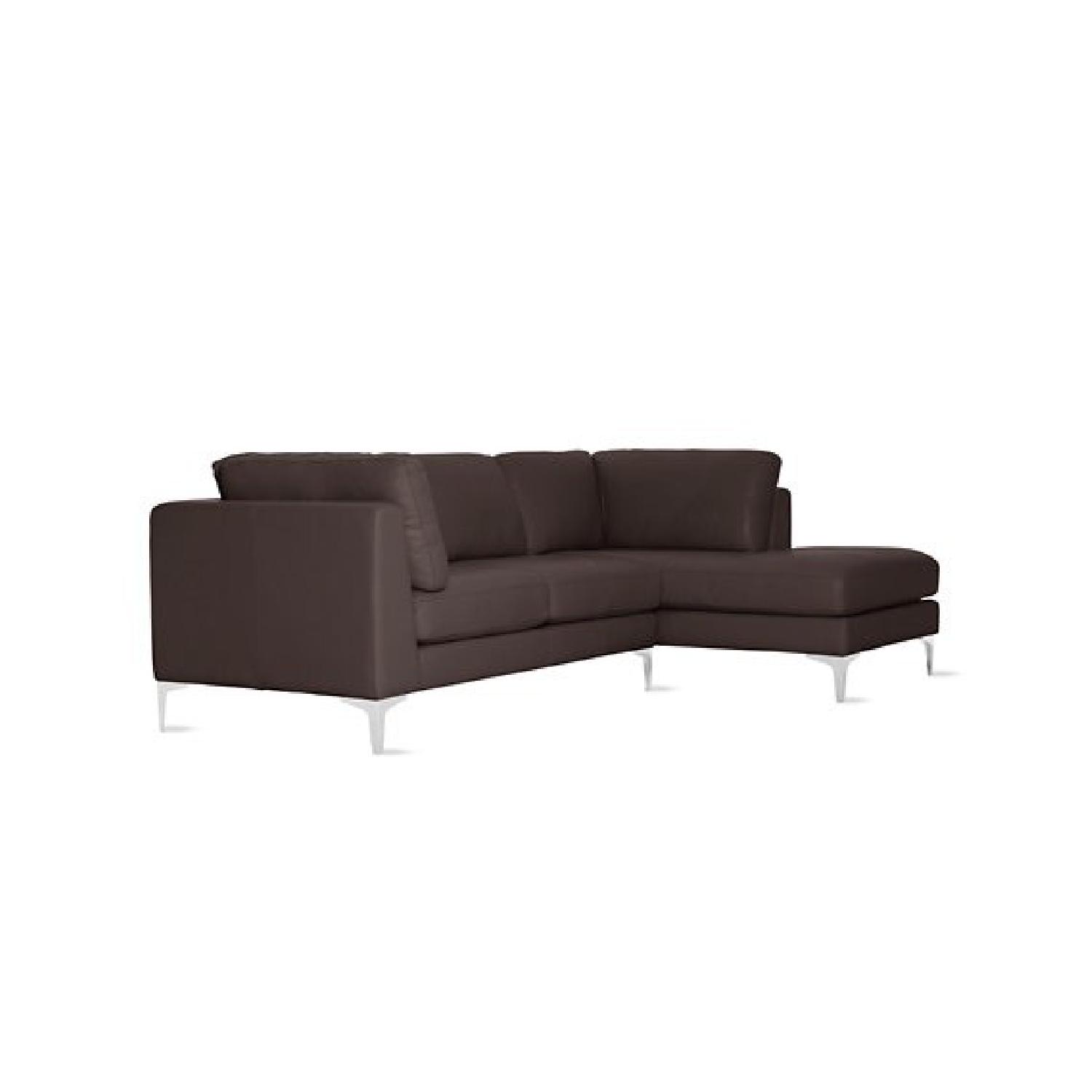 Design within Reach Brown Leather Albert Sectional w/ Right Chaise - image-2