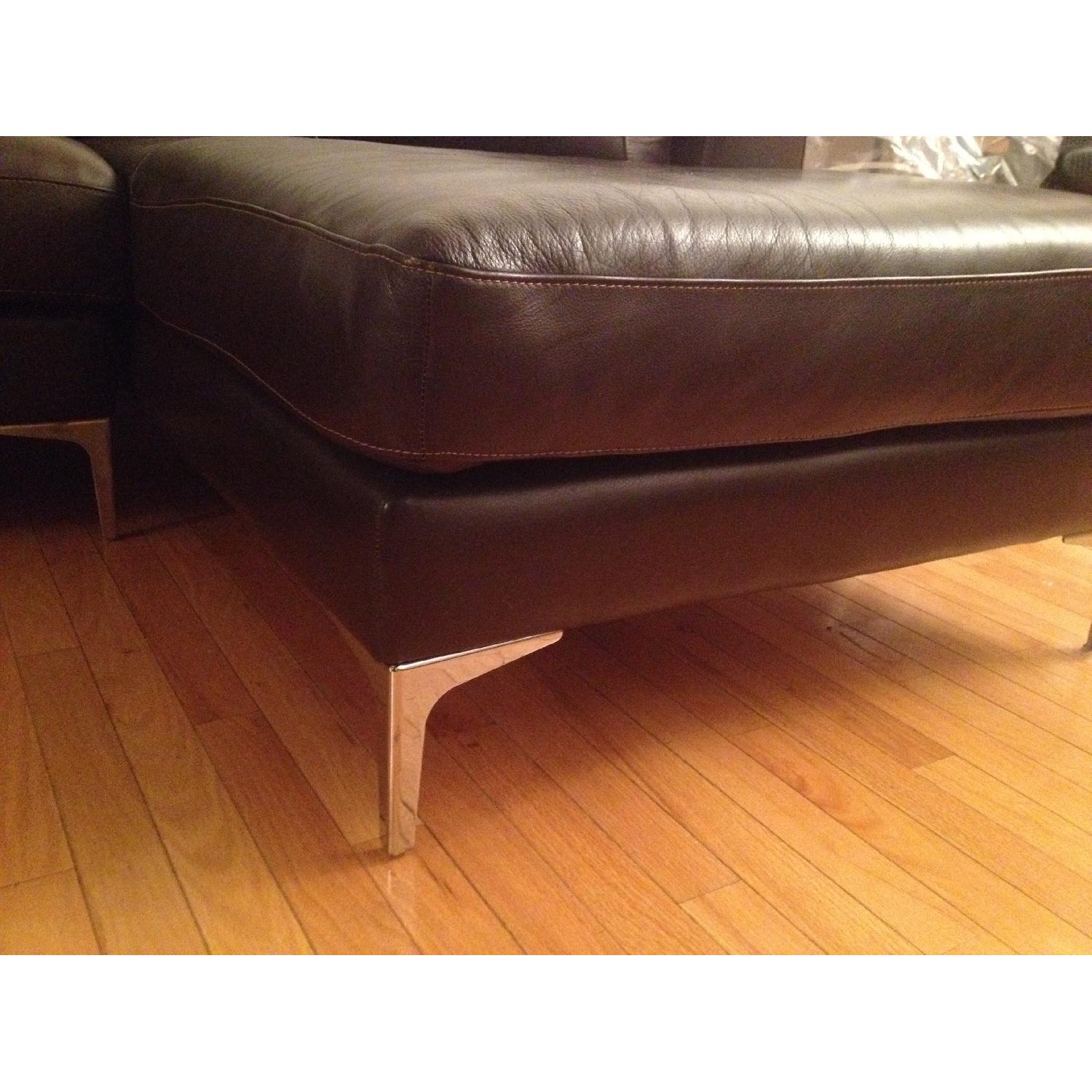 Design within Reach Brown Leather Albert Sectional w/ Right Chaise - image-6