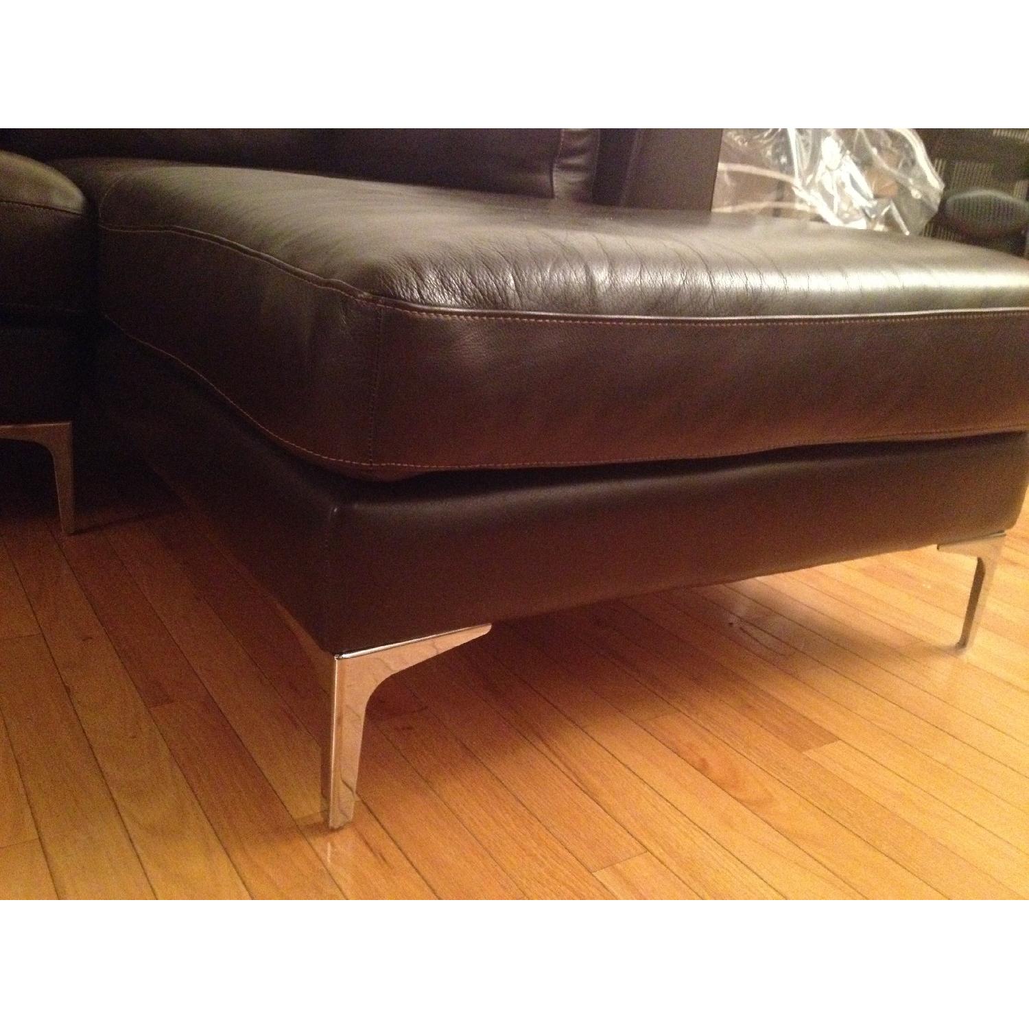 Design within Reach Brown Leather Albert Sectional w/ Right Chaise - image-7