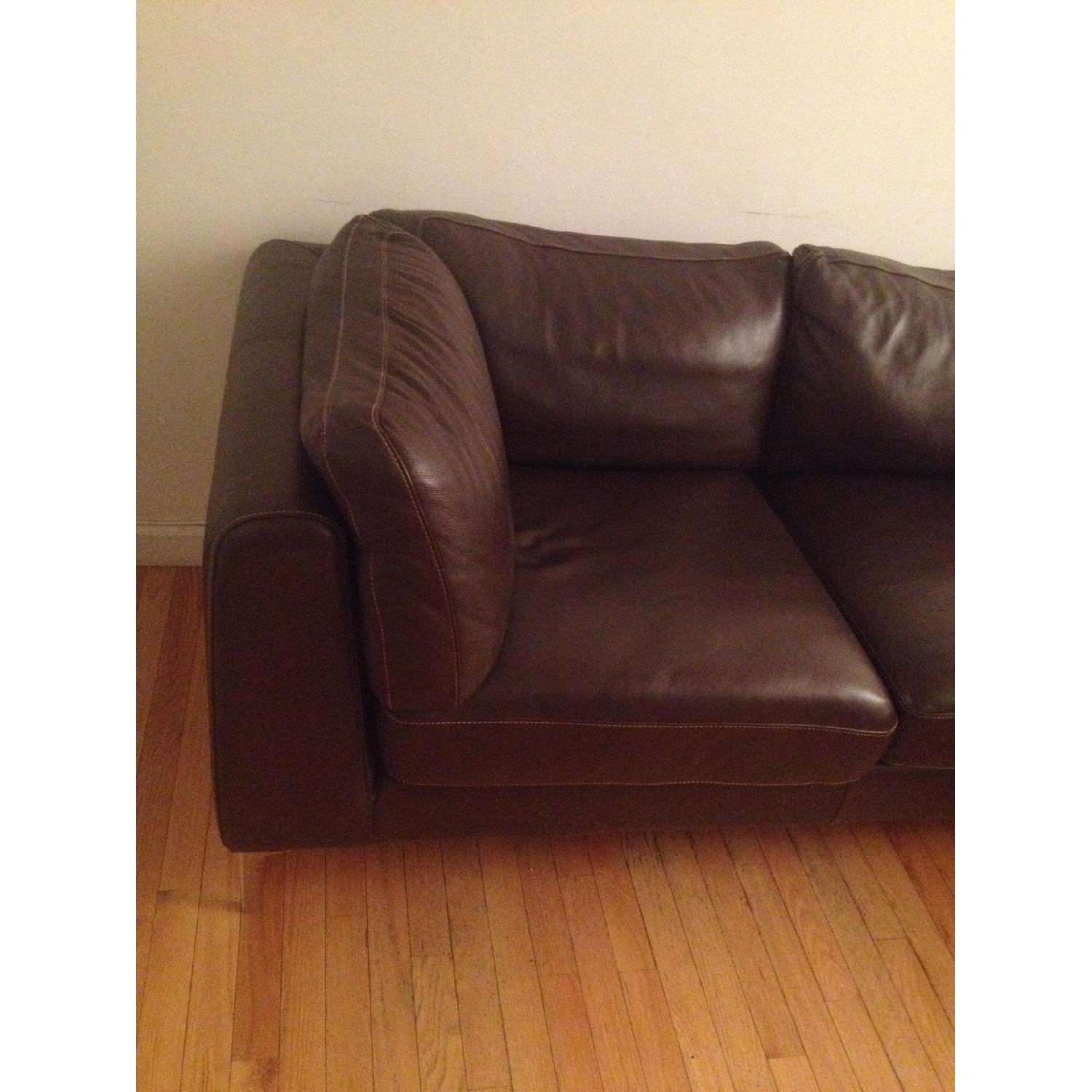 Design within Reach Brown Leather Albert Sectional w/ Right Chaise - image-9
