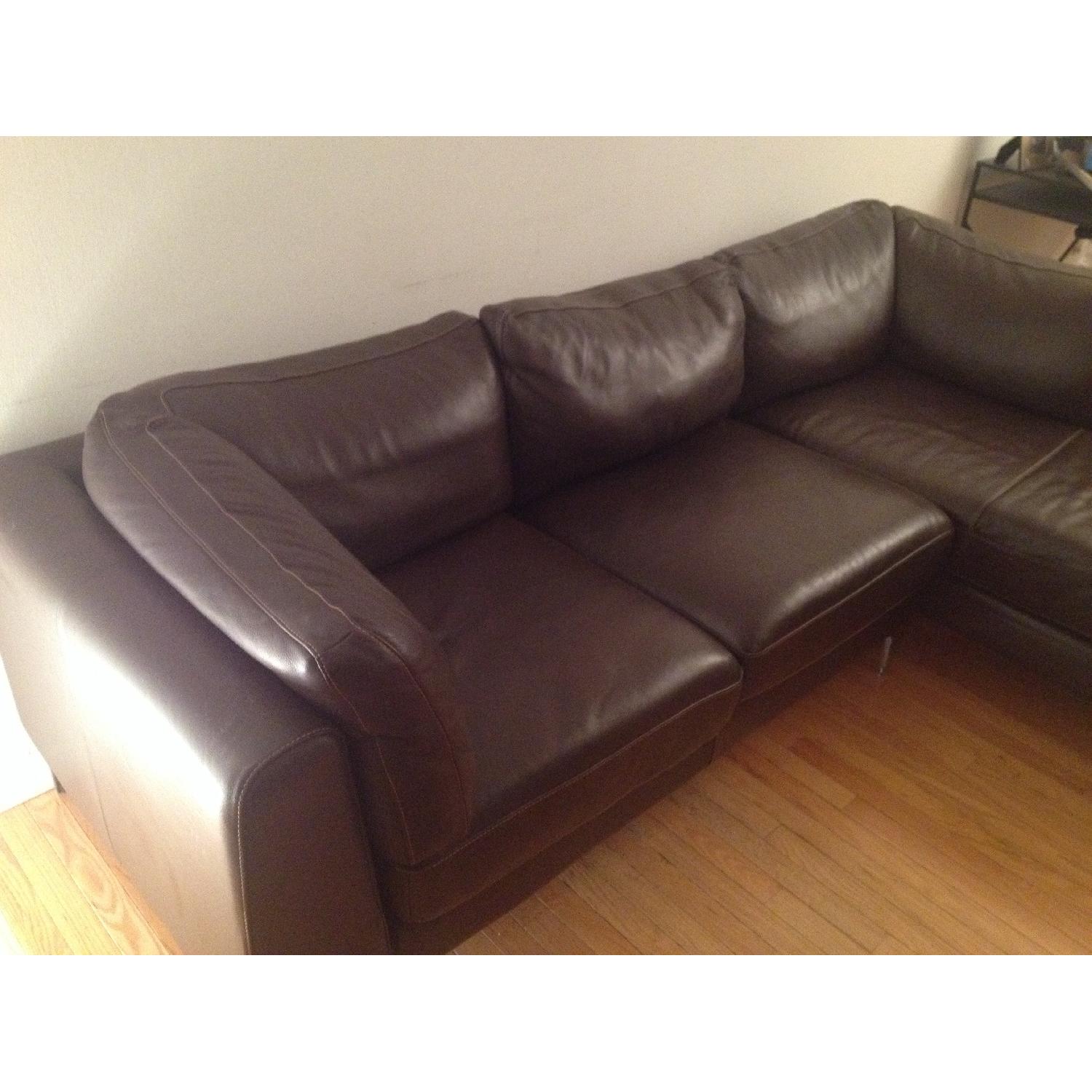 Design within Reach Brown Leather Albert Sectional w/ Right Chaise - image-11