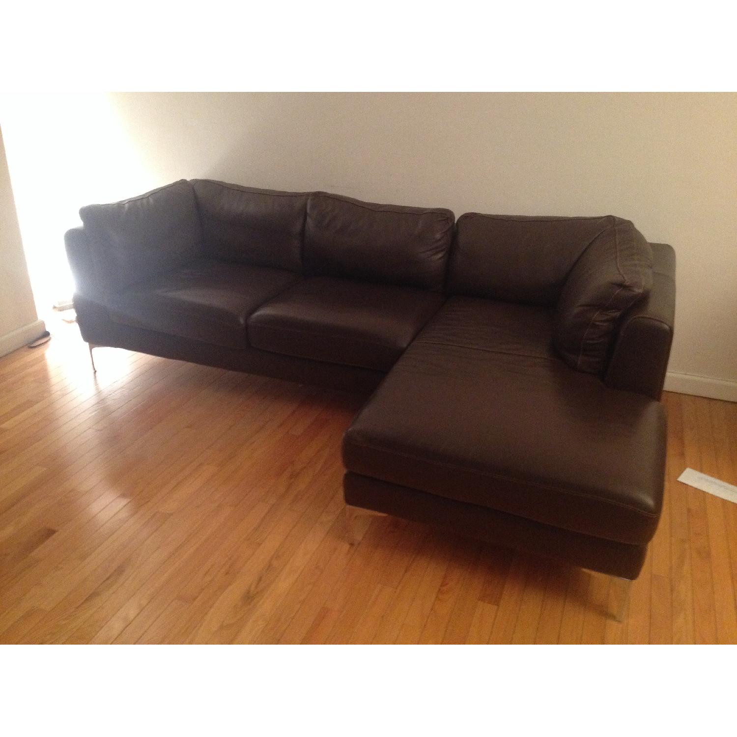 Design within Reach Brown Leather Albert Sectional w/ Right Chaise - image-13