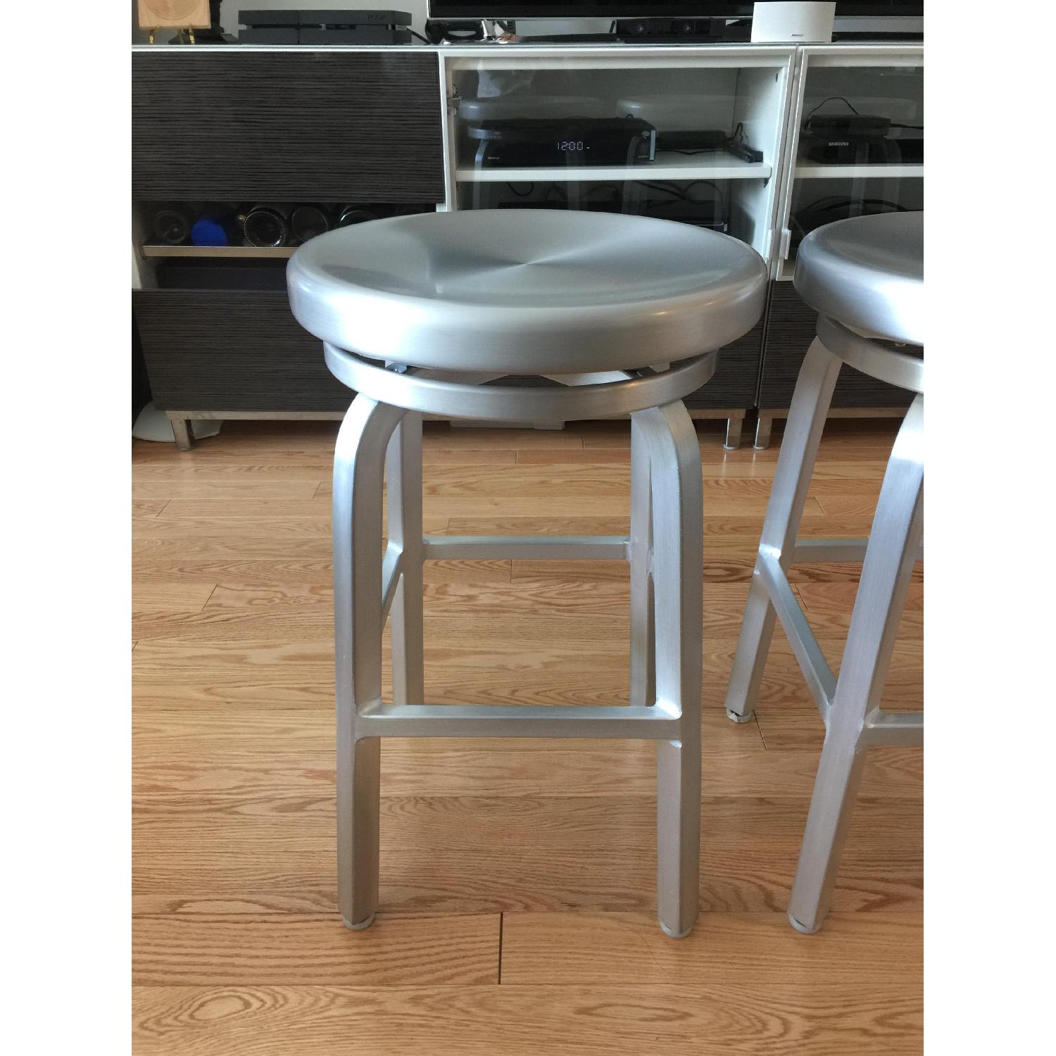 Crate & Barrel Aluminum Spin Counter Bar Stools - image-1