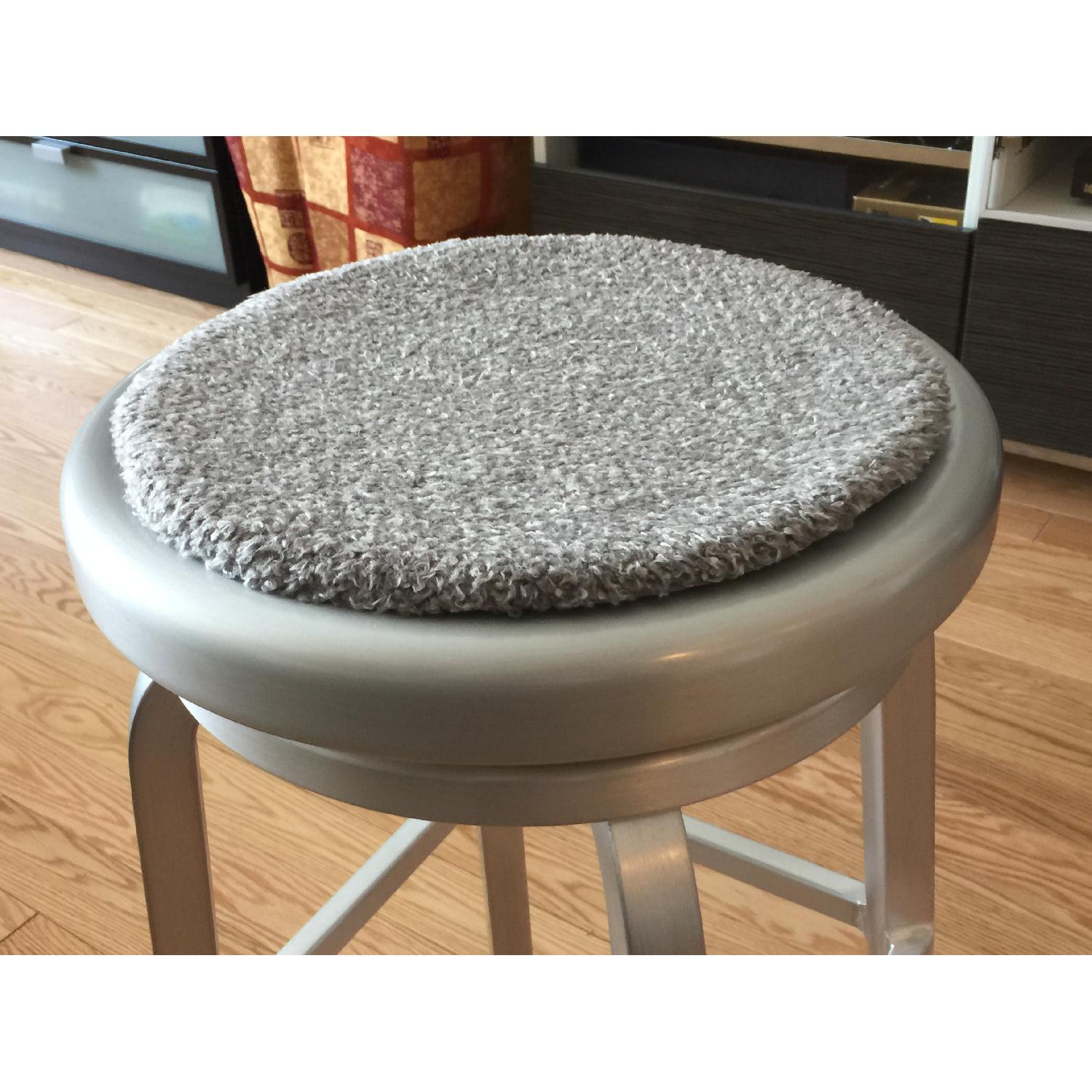 Crate & Barrel Aluminum Spin Counter Bar Stools - image-4